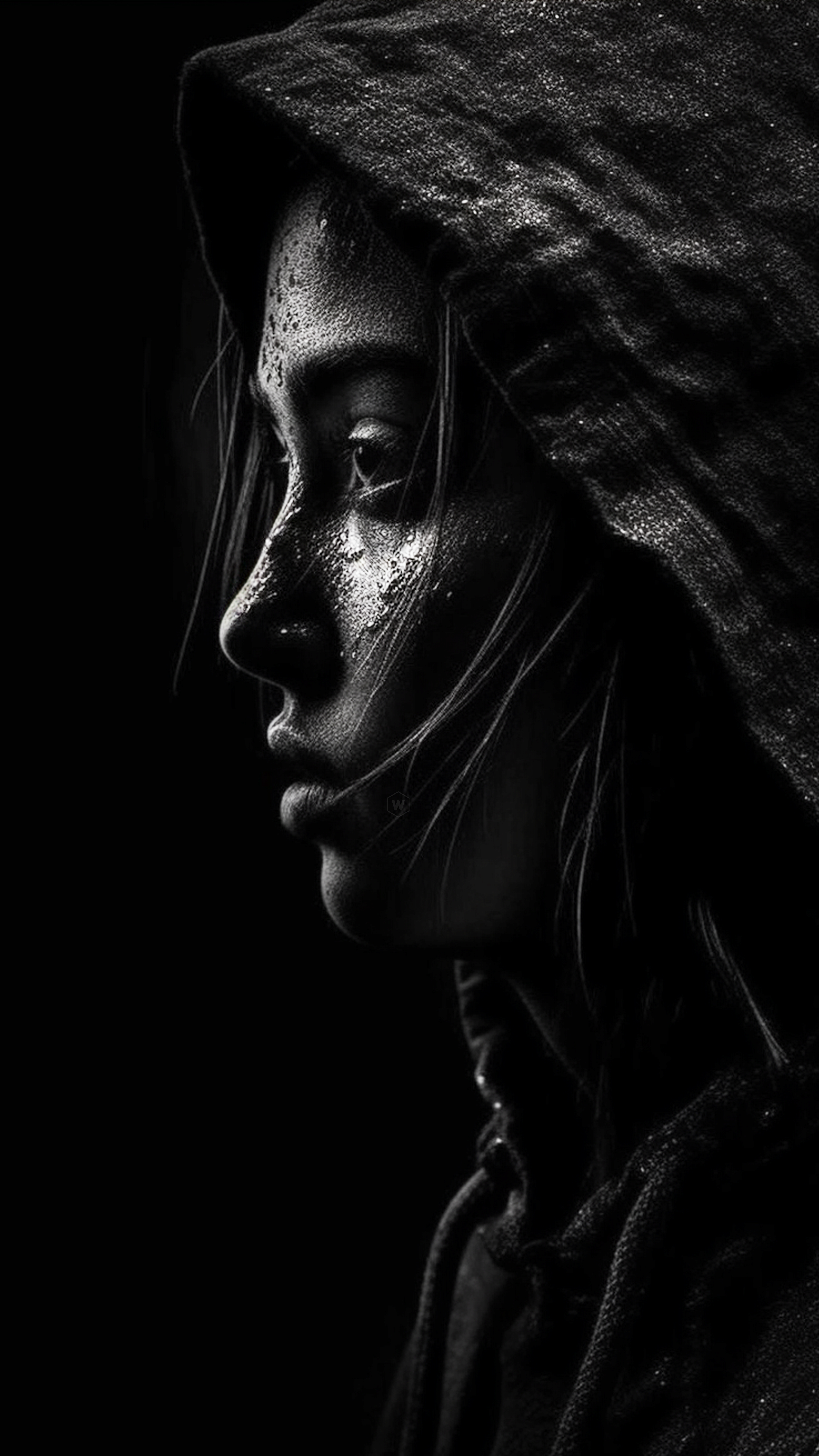 Hooded Girl Profile Portrait - girl wallpaper for Darkify