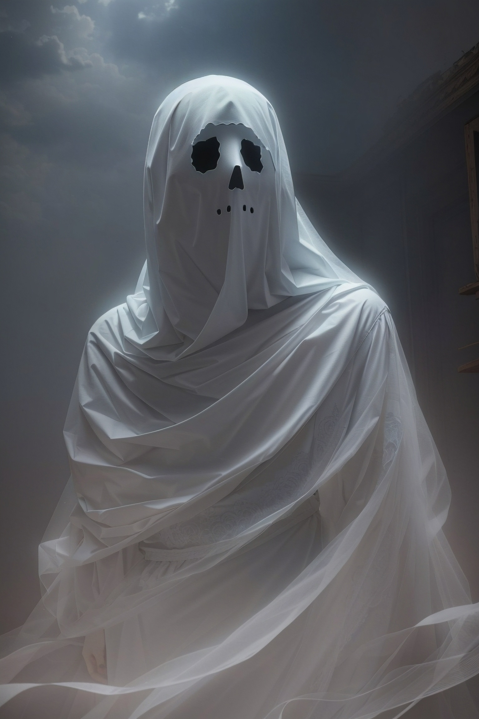 Eerie Ghostly Skull Figure - horror wallpaper for Darkify