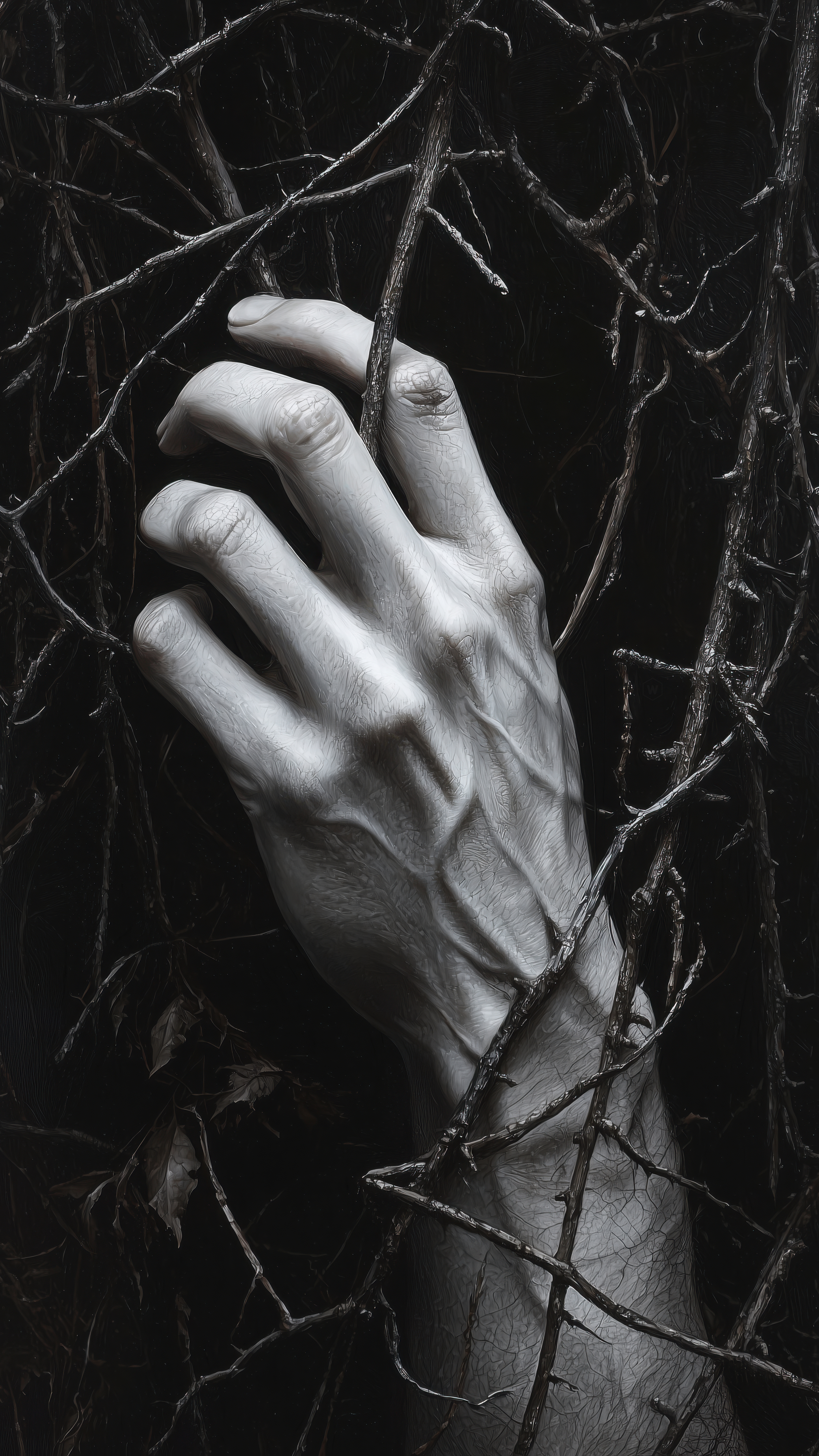 Hand Reaching Through Thorns - gothic wallpaper for Darkify