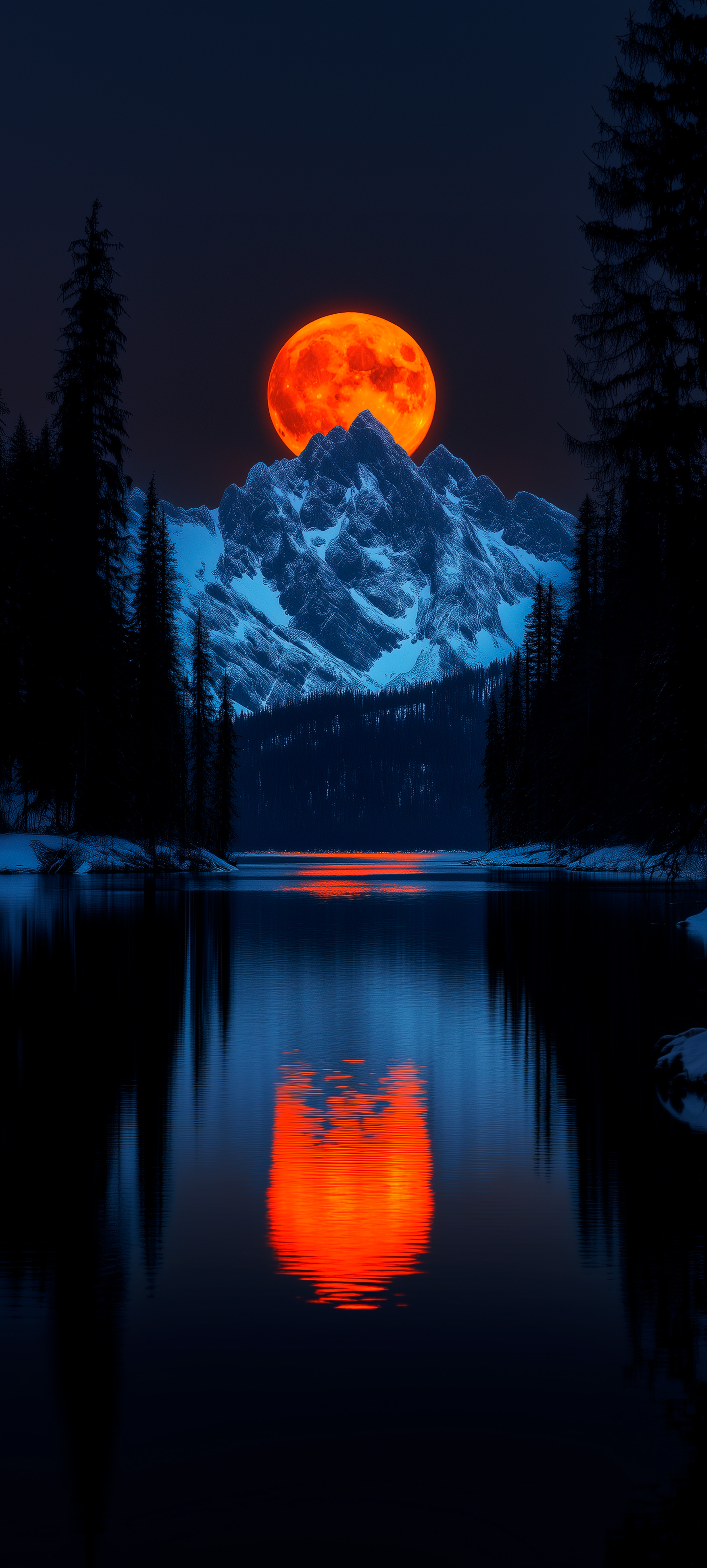 Blood Moon Mountain Lake - moon wallpaper for Darkify