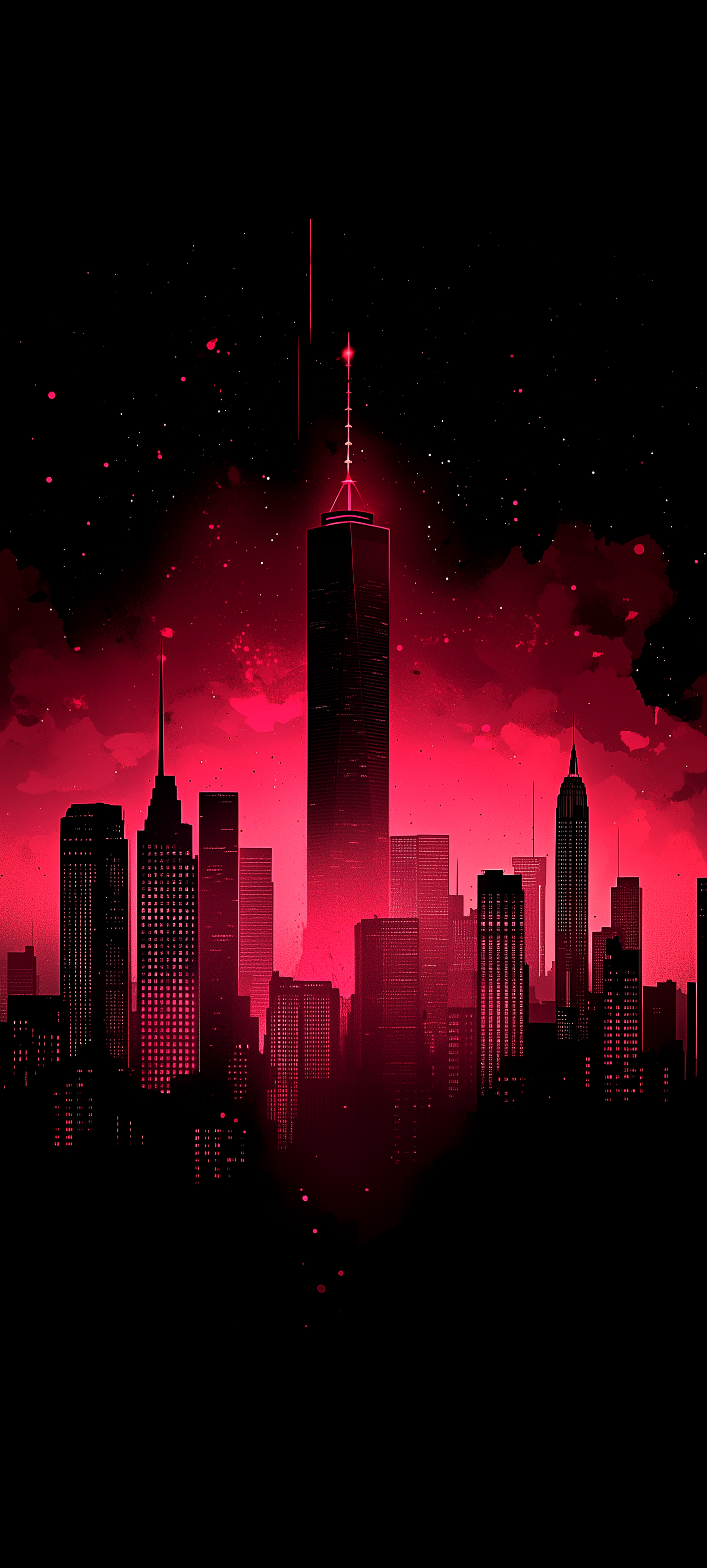Glowing Red City Skyline - city wallpaper for Darkify