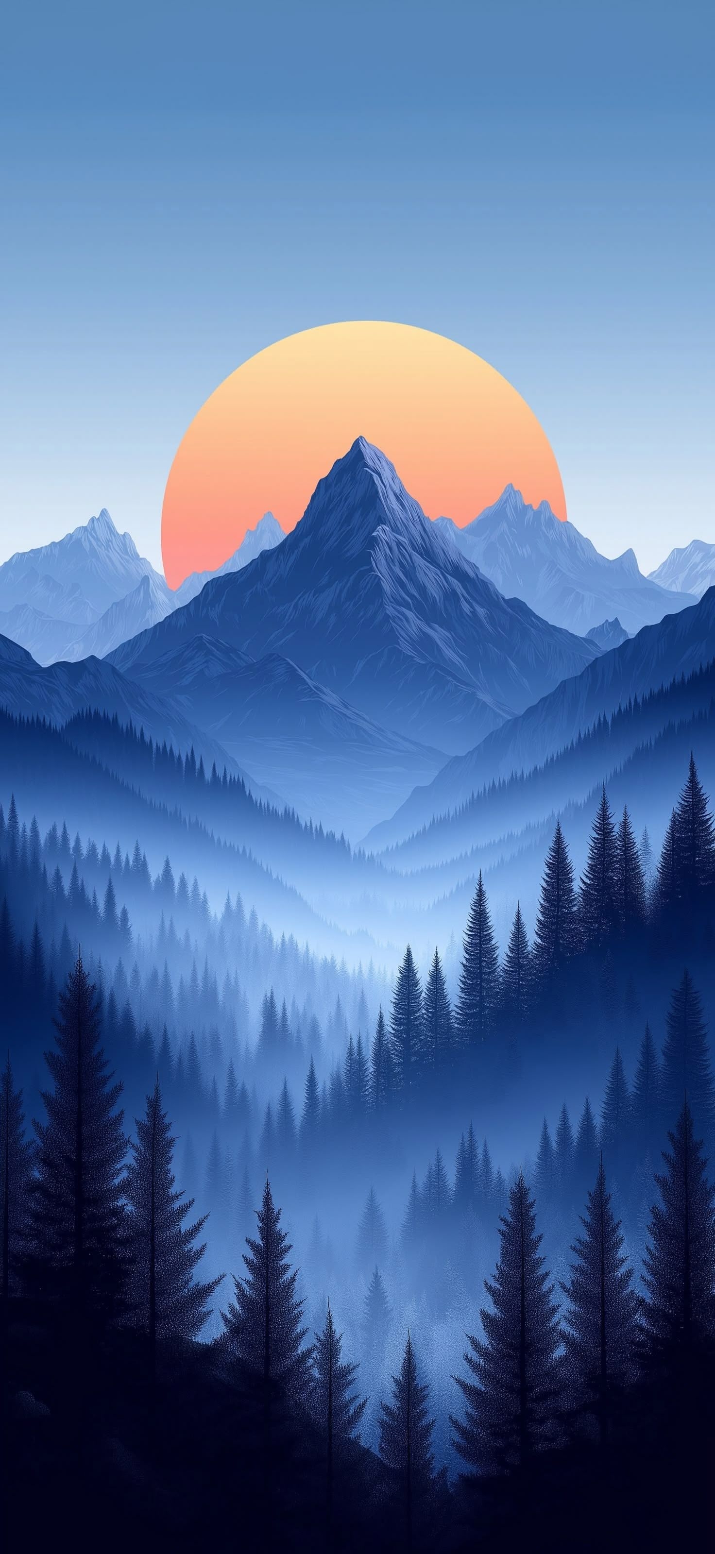 Misty Mountain Sunset View - landscape wallpaper for Darkify