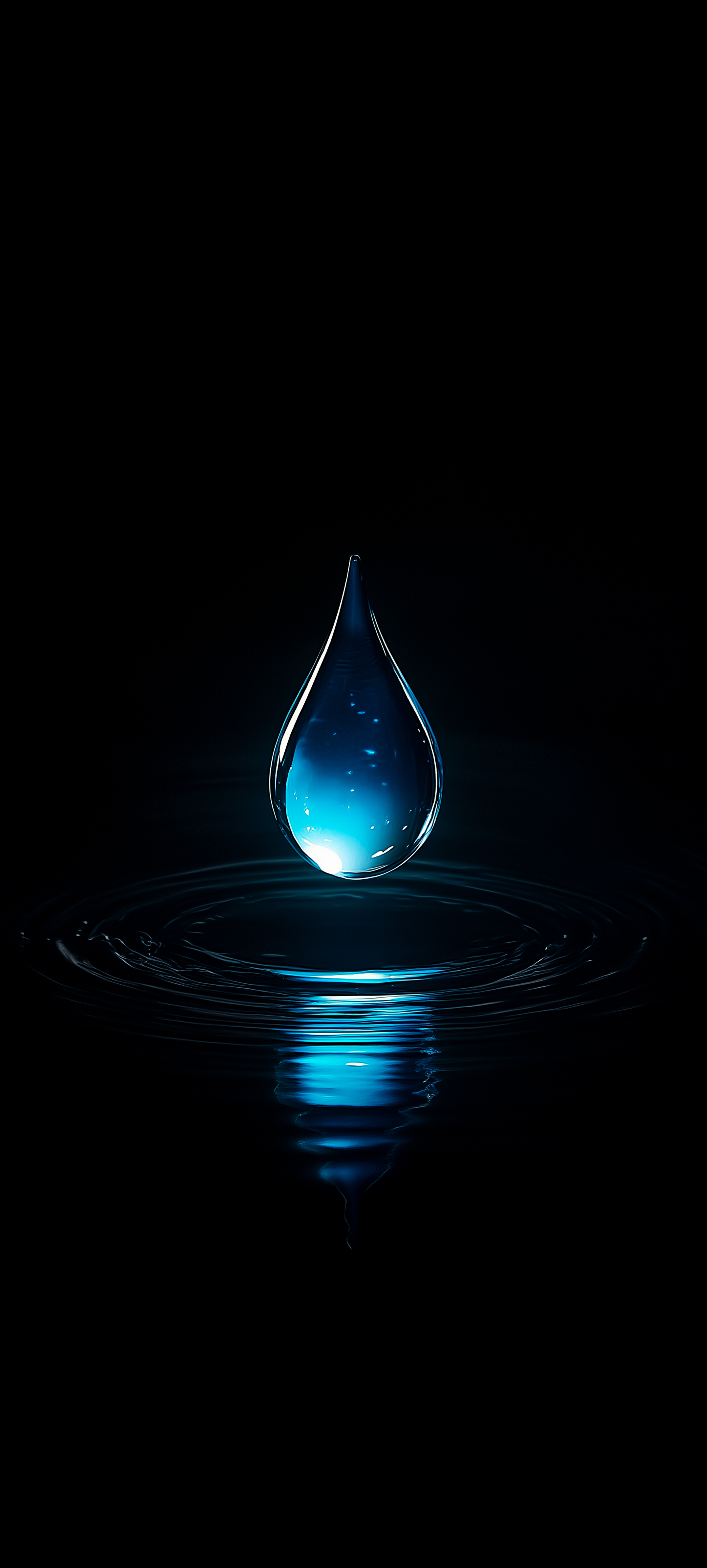 Glowing Blue Water Drop - water wallpaper for Darkify