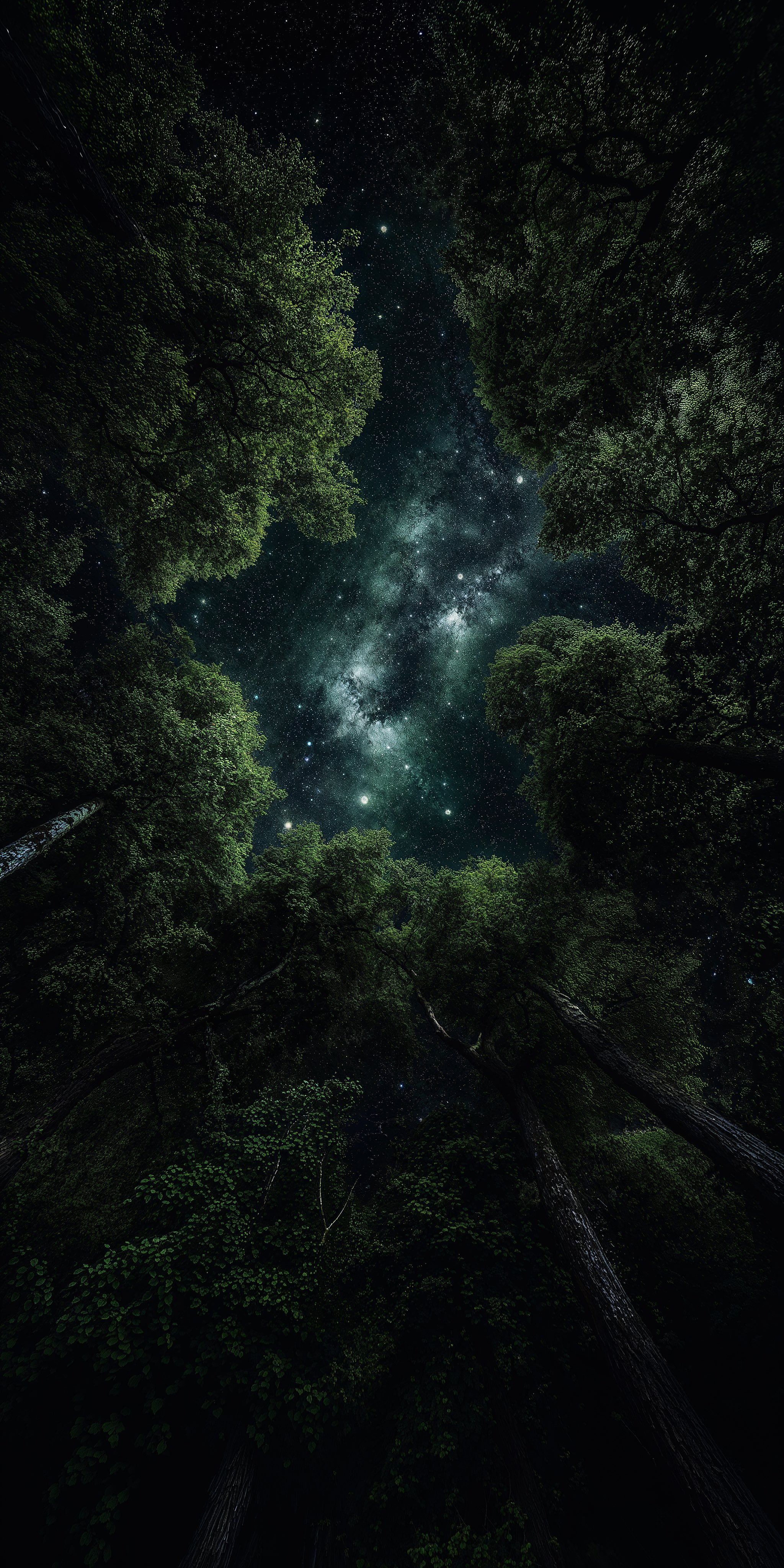 Starry Night Forest Canopy - nature wallpaper for Darkify