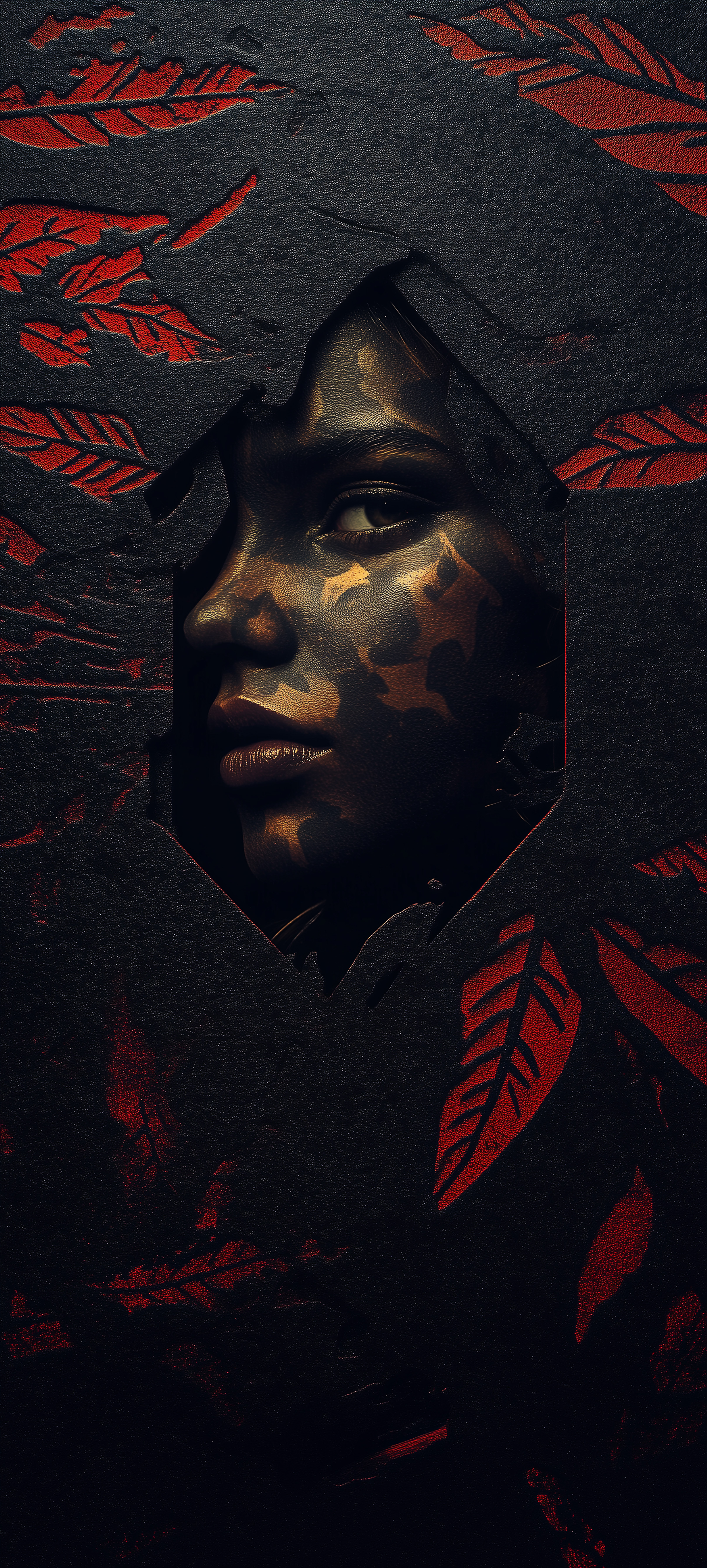 Mysterious Portrait Through Leaves - portrait wallpaper for Darkify