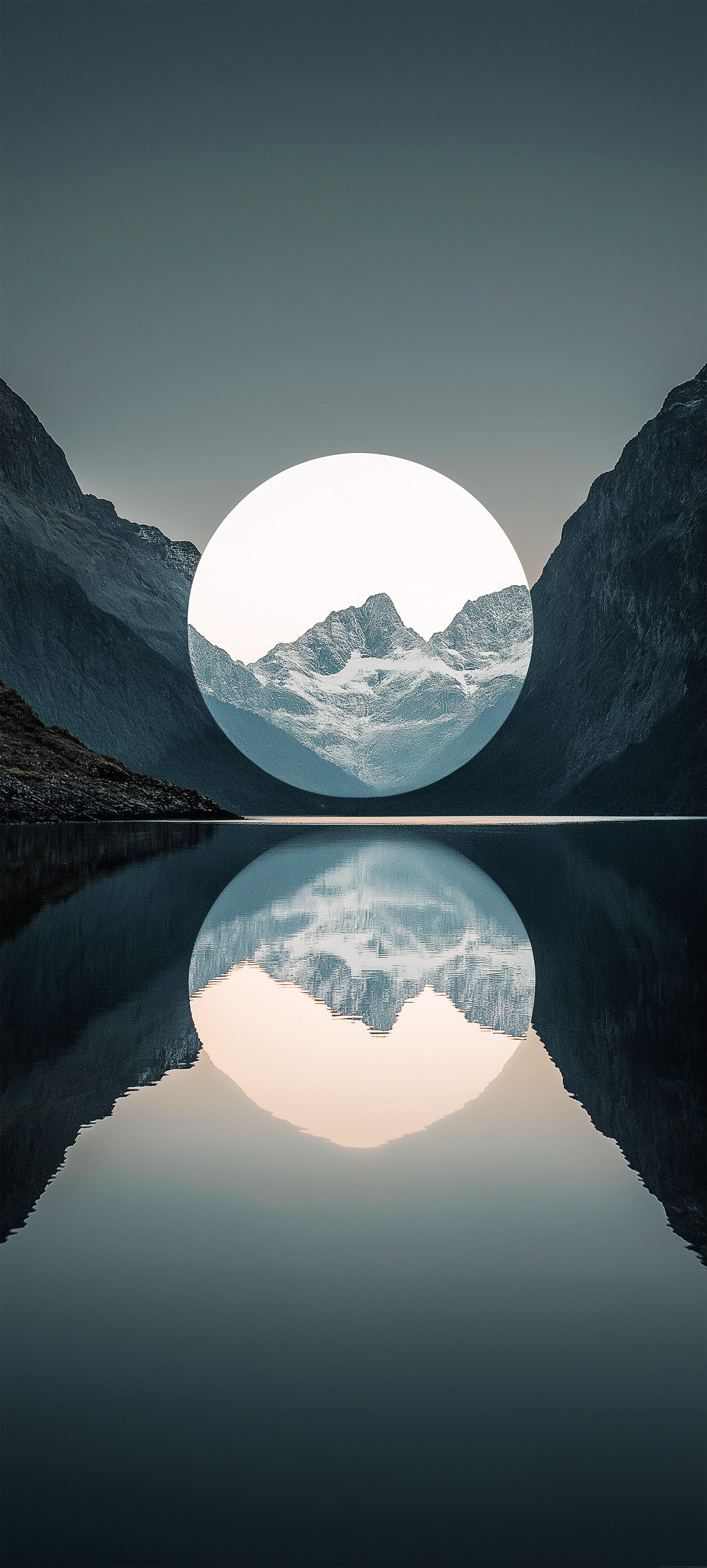 Minimalist Mountain Lake Reflection - landscape wallpaper for Darkify