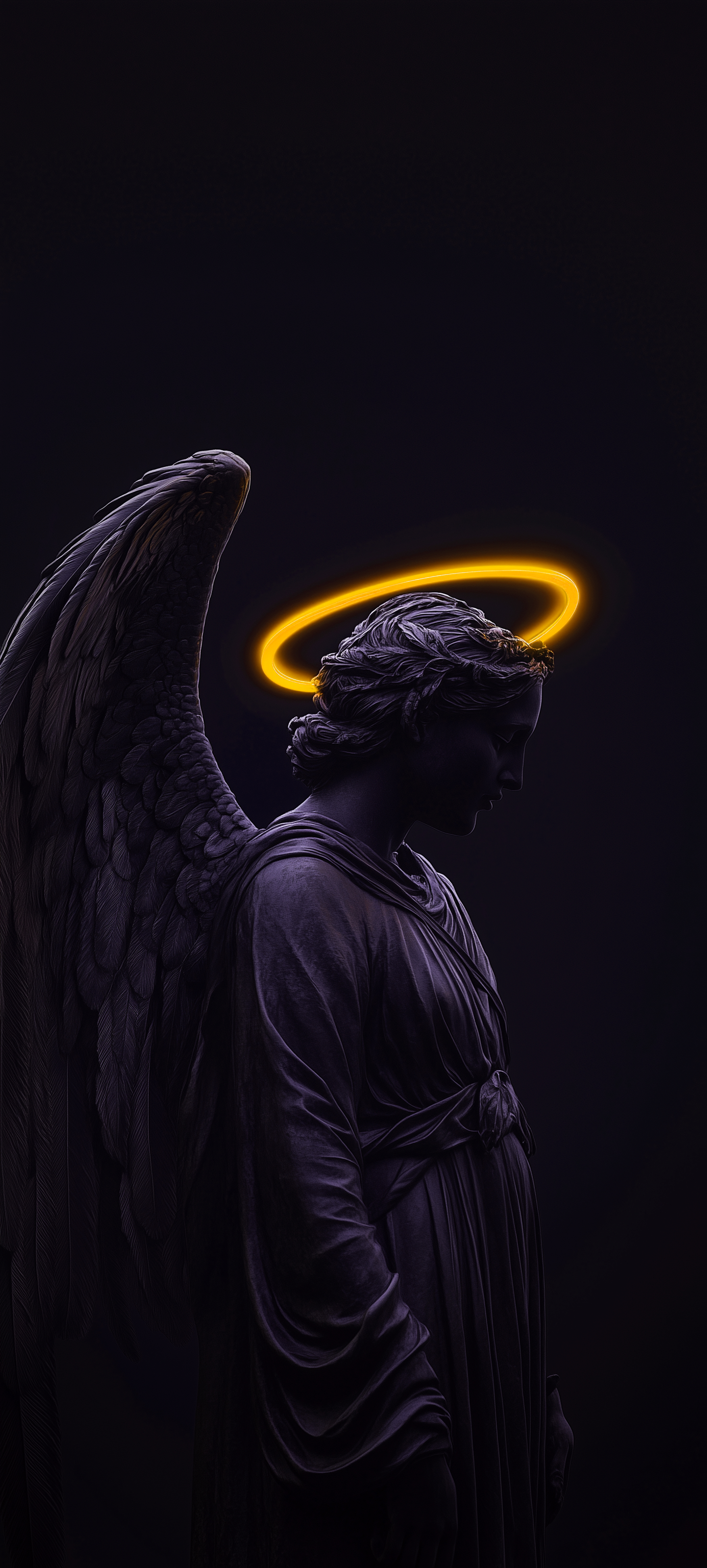 Glowing Neon Angel Statue - art wallpaper for Darkify