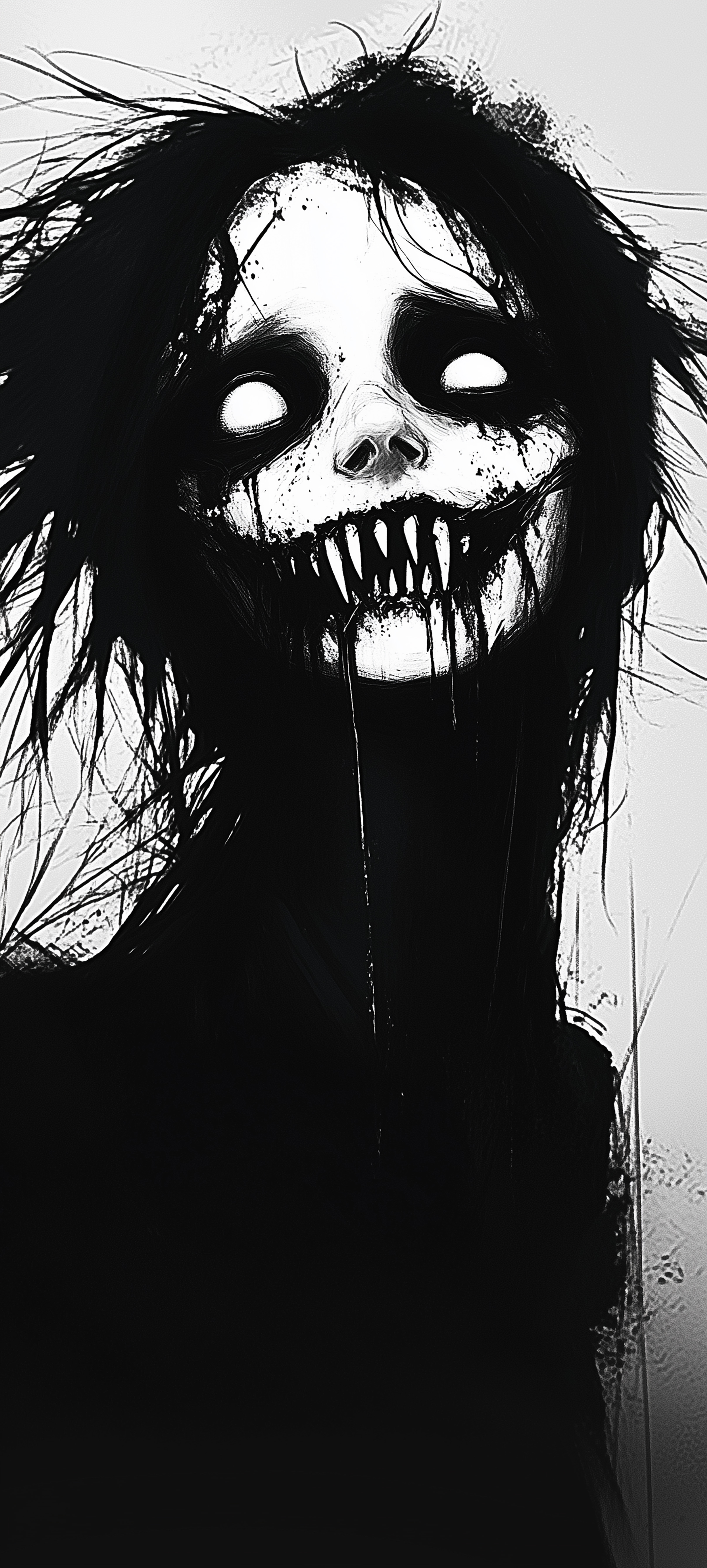 Creepy Monochrome Monster Portrait - horror wallpaper for Darkify