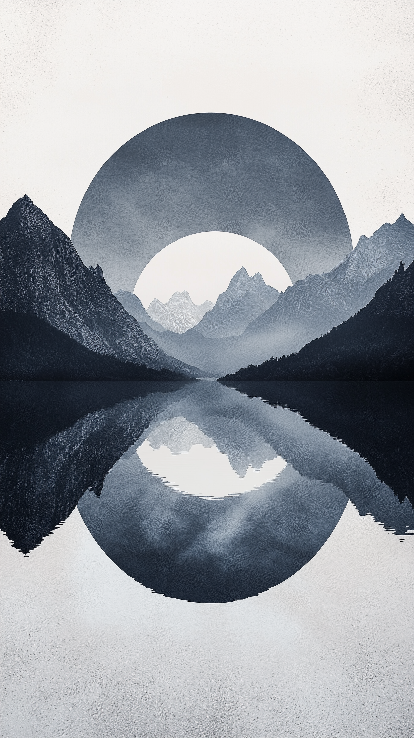 Minimalist Mountain Lake Reflection - minimal wallpaper for Darkify