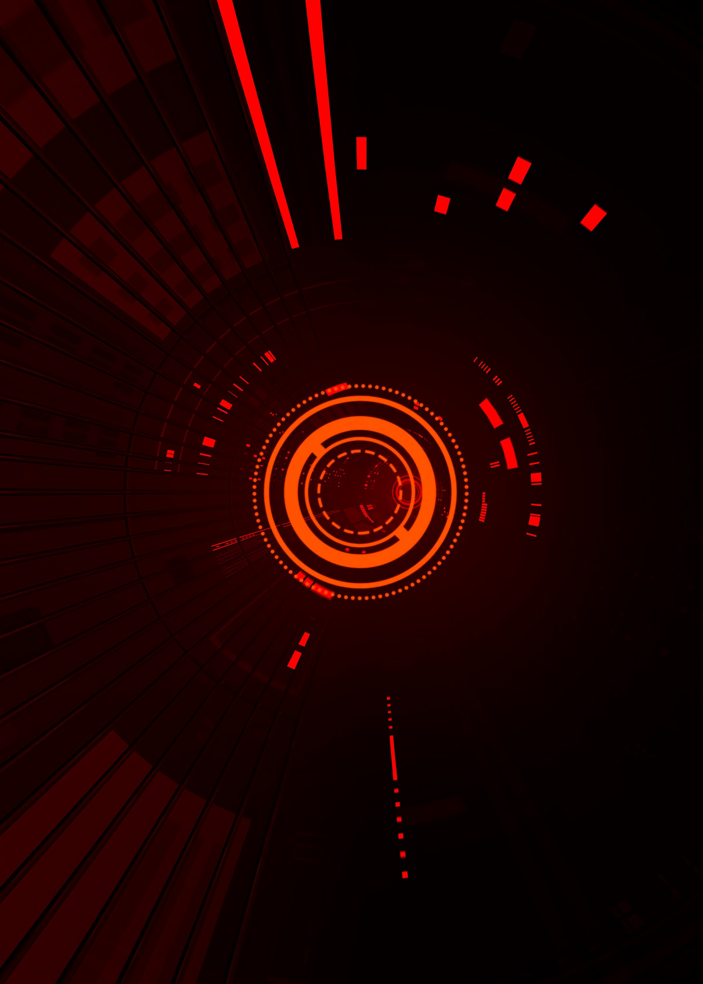 Glowing Red Cybernetic Tunnel - cyberpunk wallpaper for Darkify