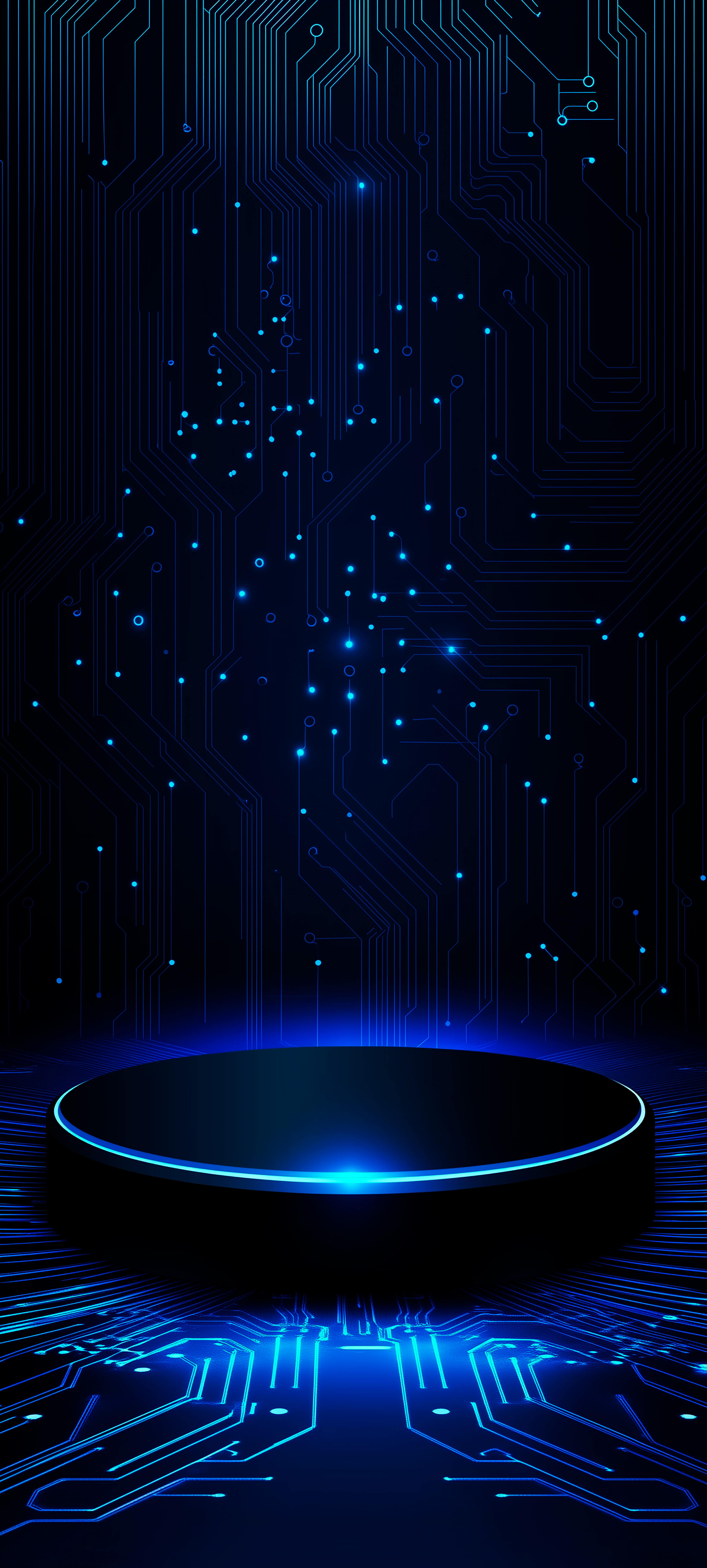 Neon Circuit Tech Podium - technology wallpaper for Darkify