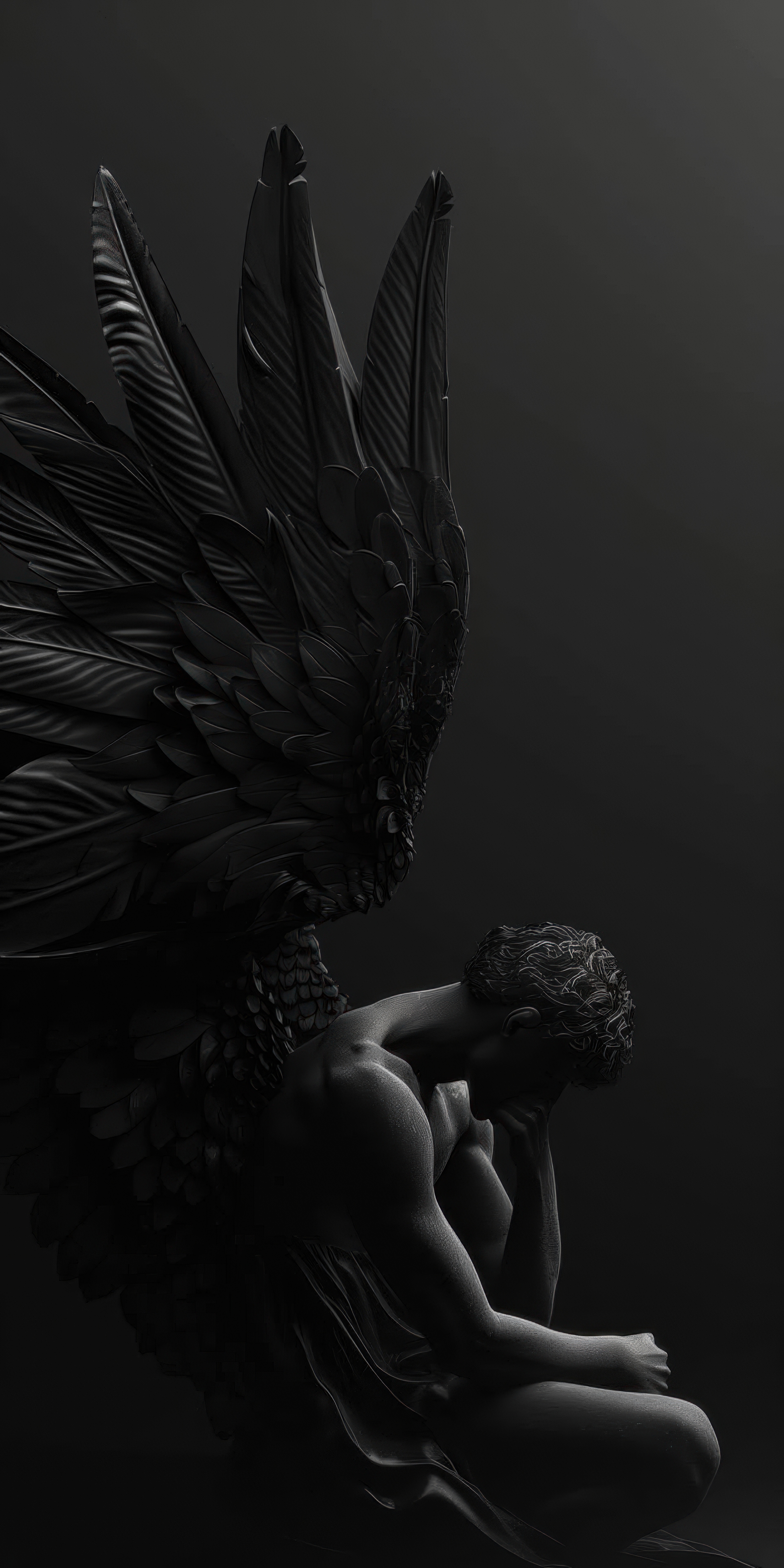 Dark Fallen Angel Statue - gothic wallpaper for Darkify