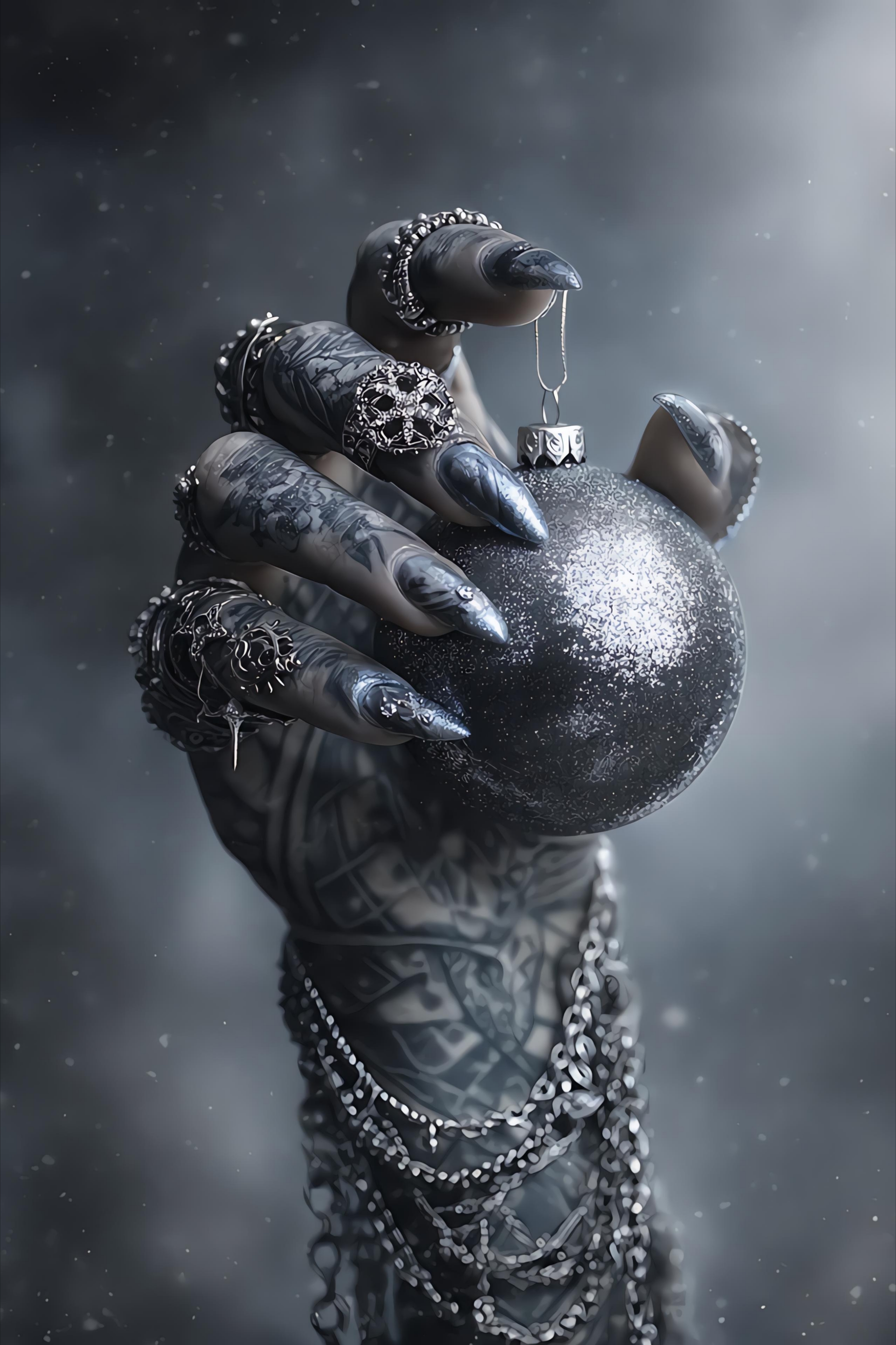 Gothic Silver Christmas Ornament - christmas wallpaper for Darkify