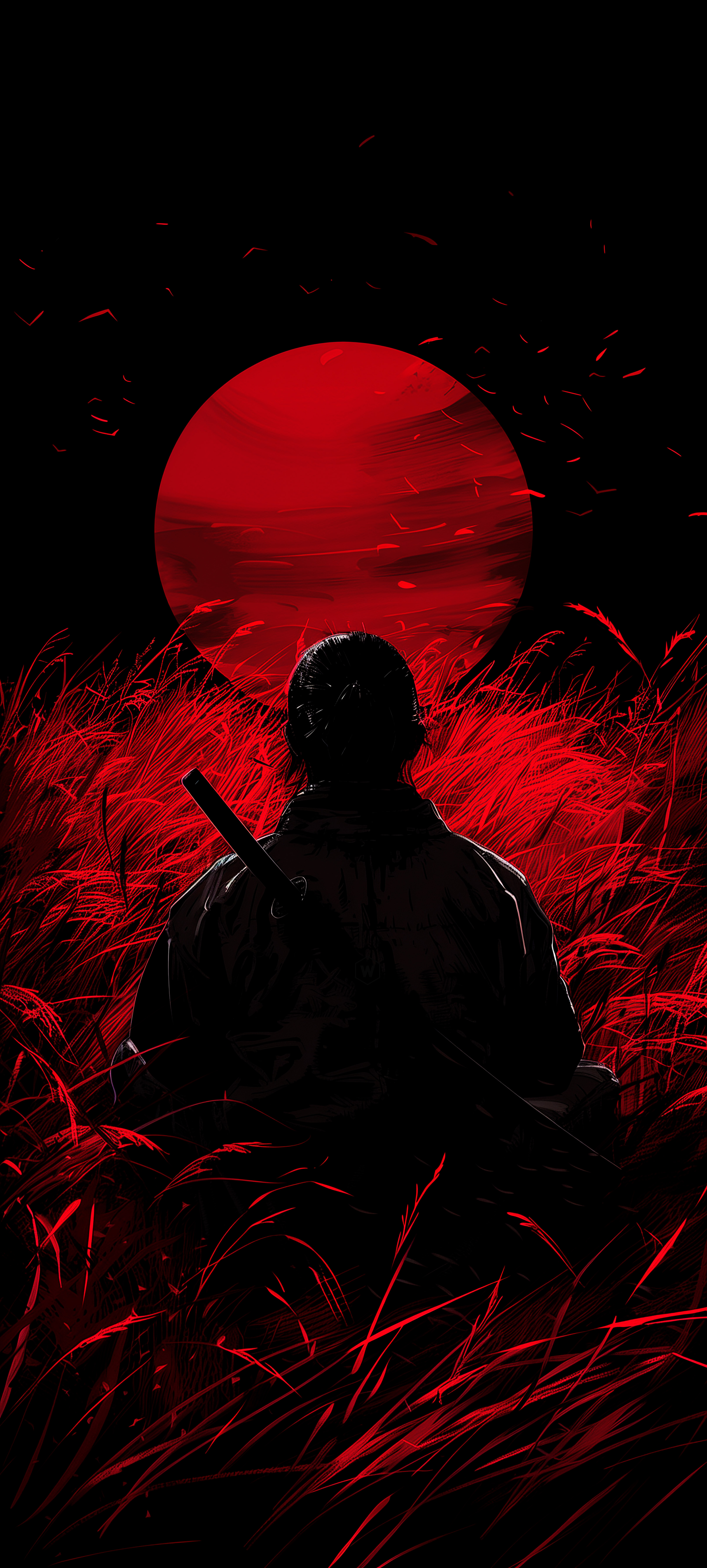 Lone Samurai Red Moon - samurai wallpaper for Darkify