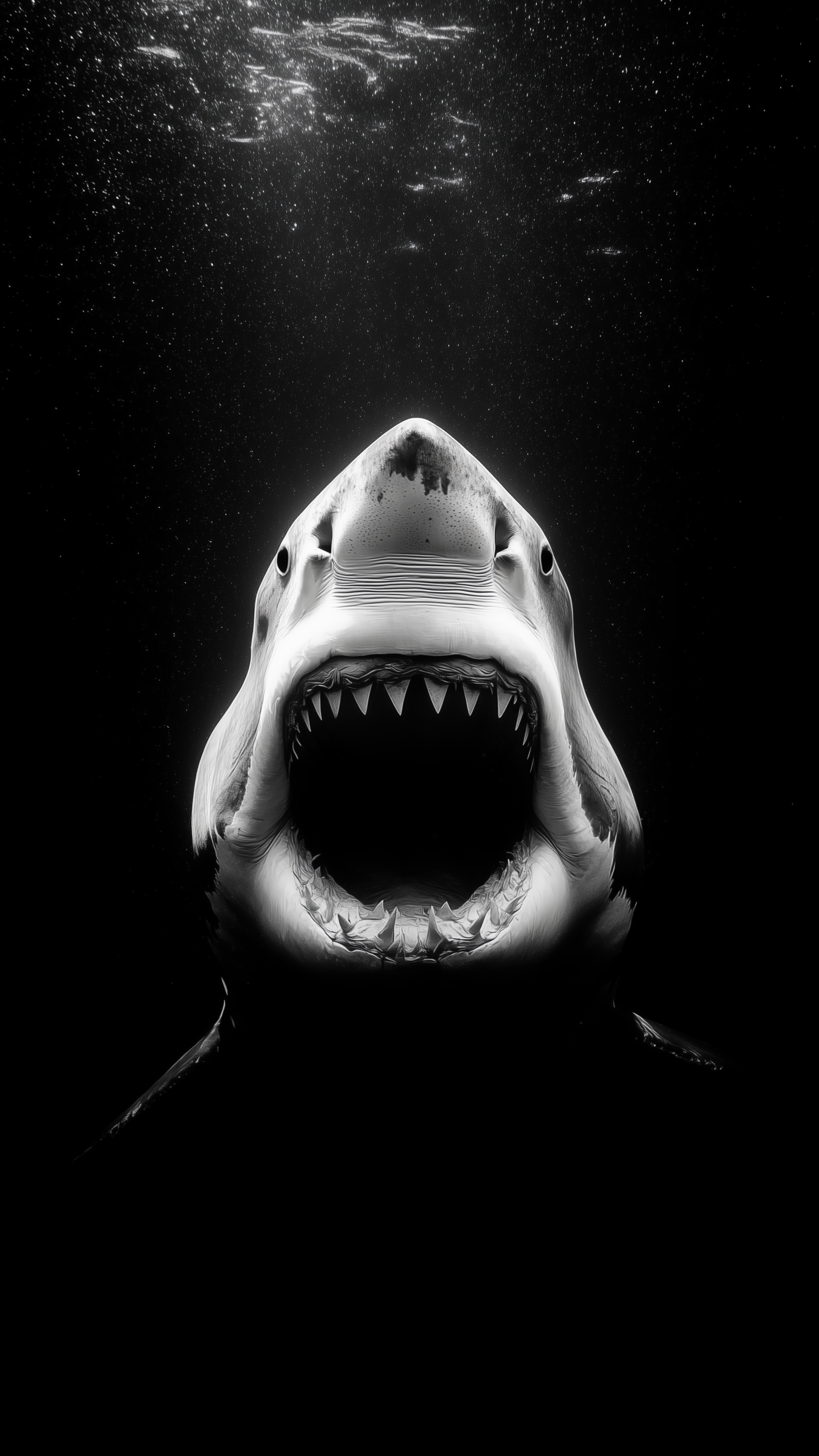 Monochrome Great White Shark - animals wallpaper for Darkify
