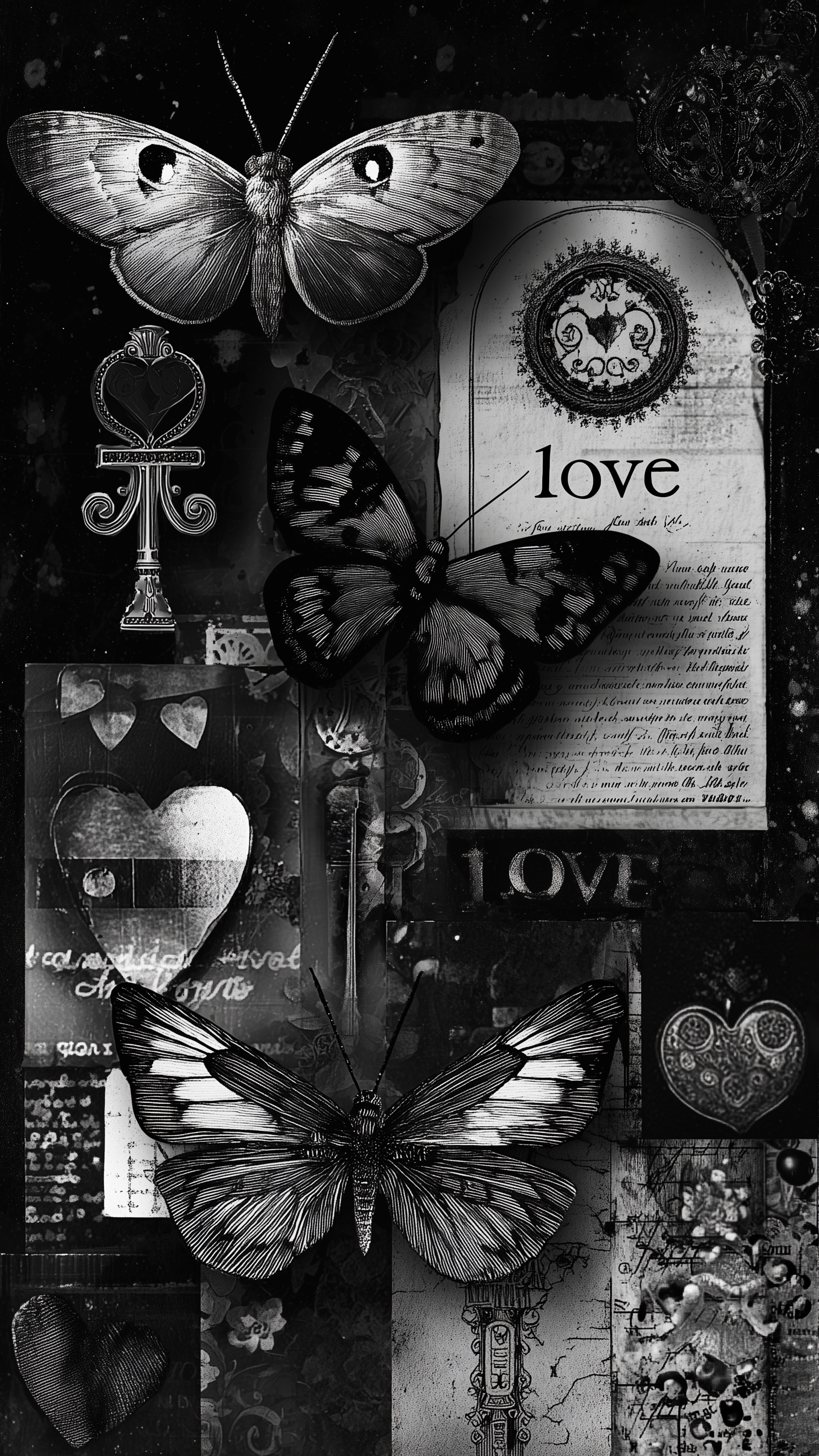 Gothic Butterfly Love Collage - gothic wallpaper for Darkify