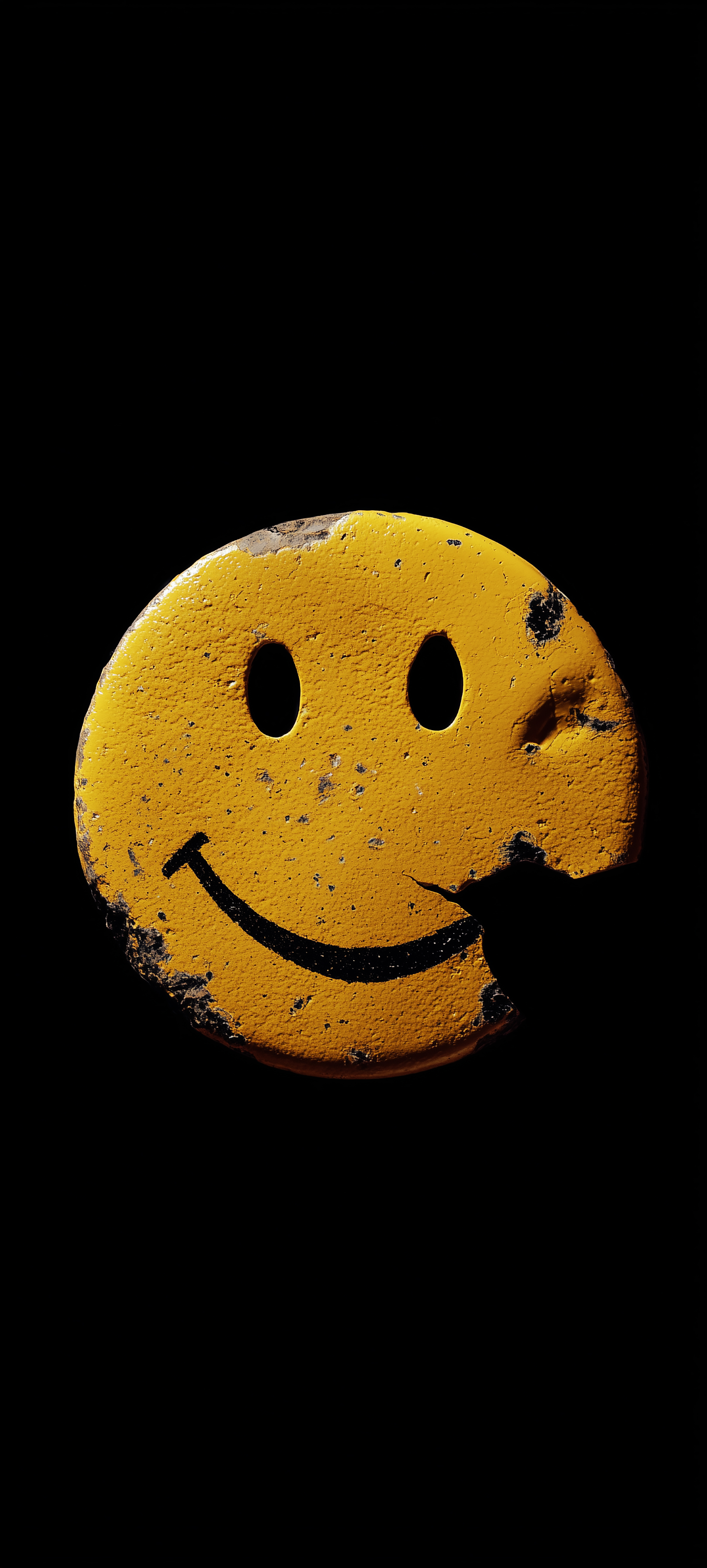 Distressed Yellow Smiley Face - emoji wallpaper for Darkify