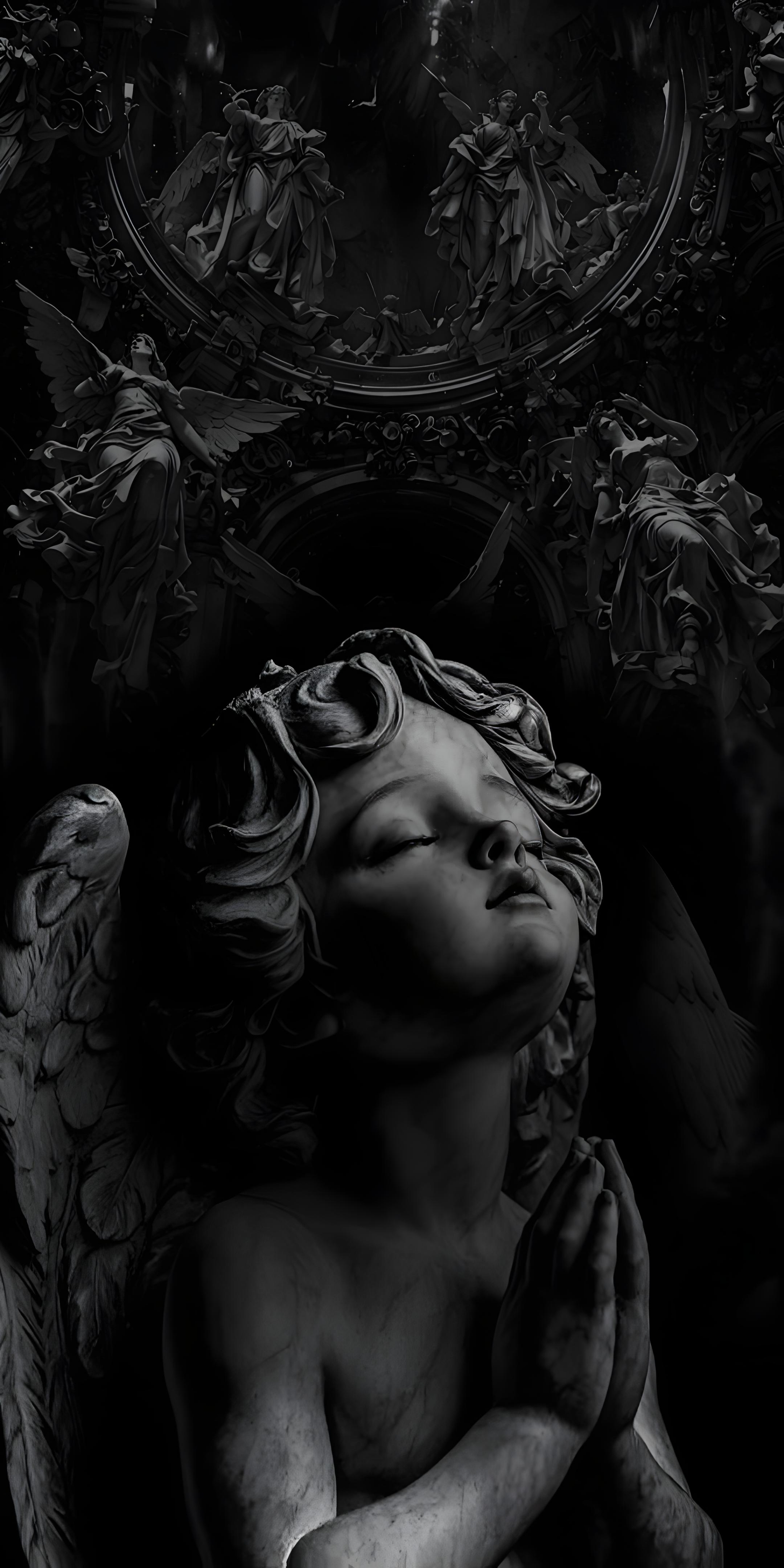 Dark Angelic Prayer Statue - gothic wallpaper for Darkify