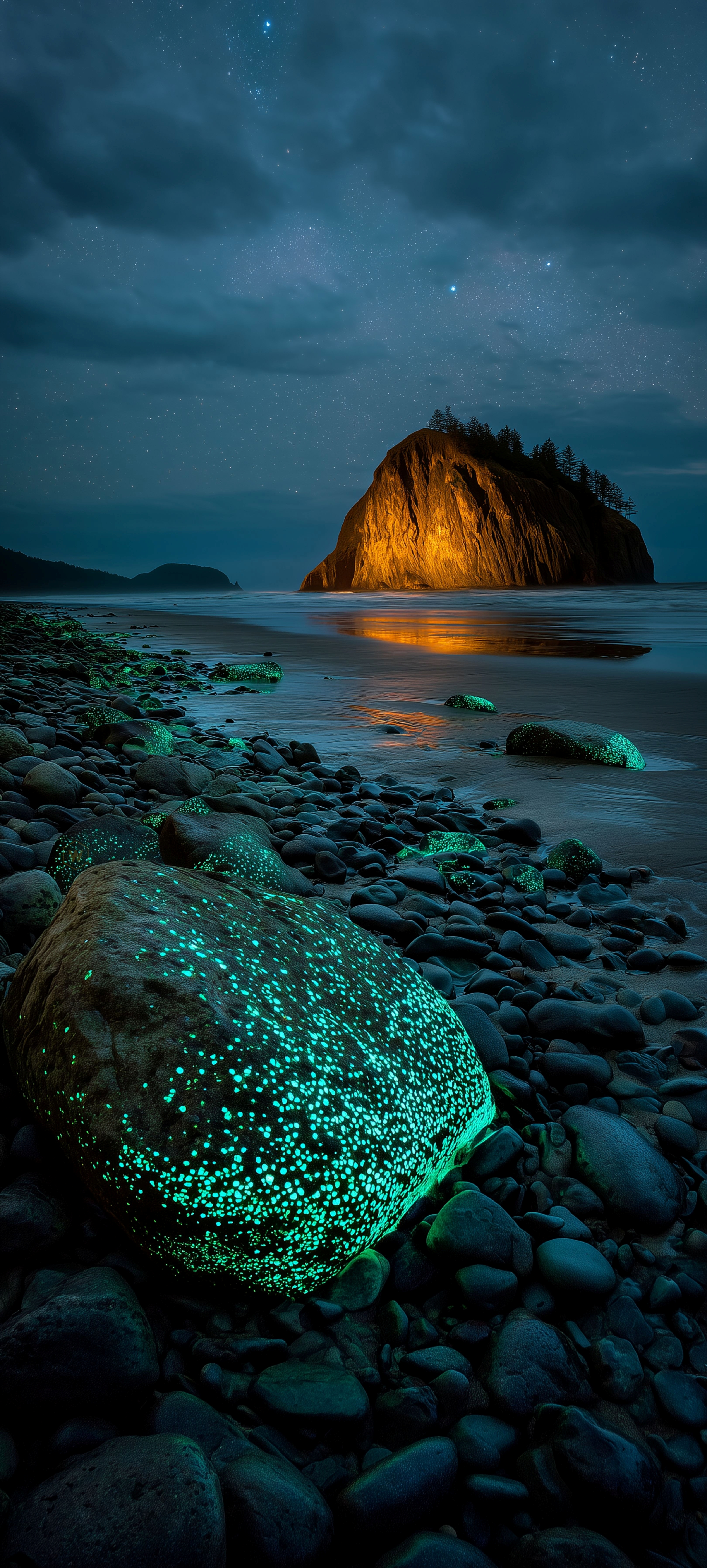 Glowing Beach Night Landscape - nature wallpaper for Darkify