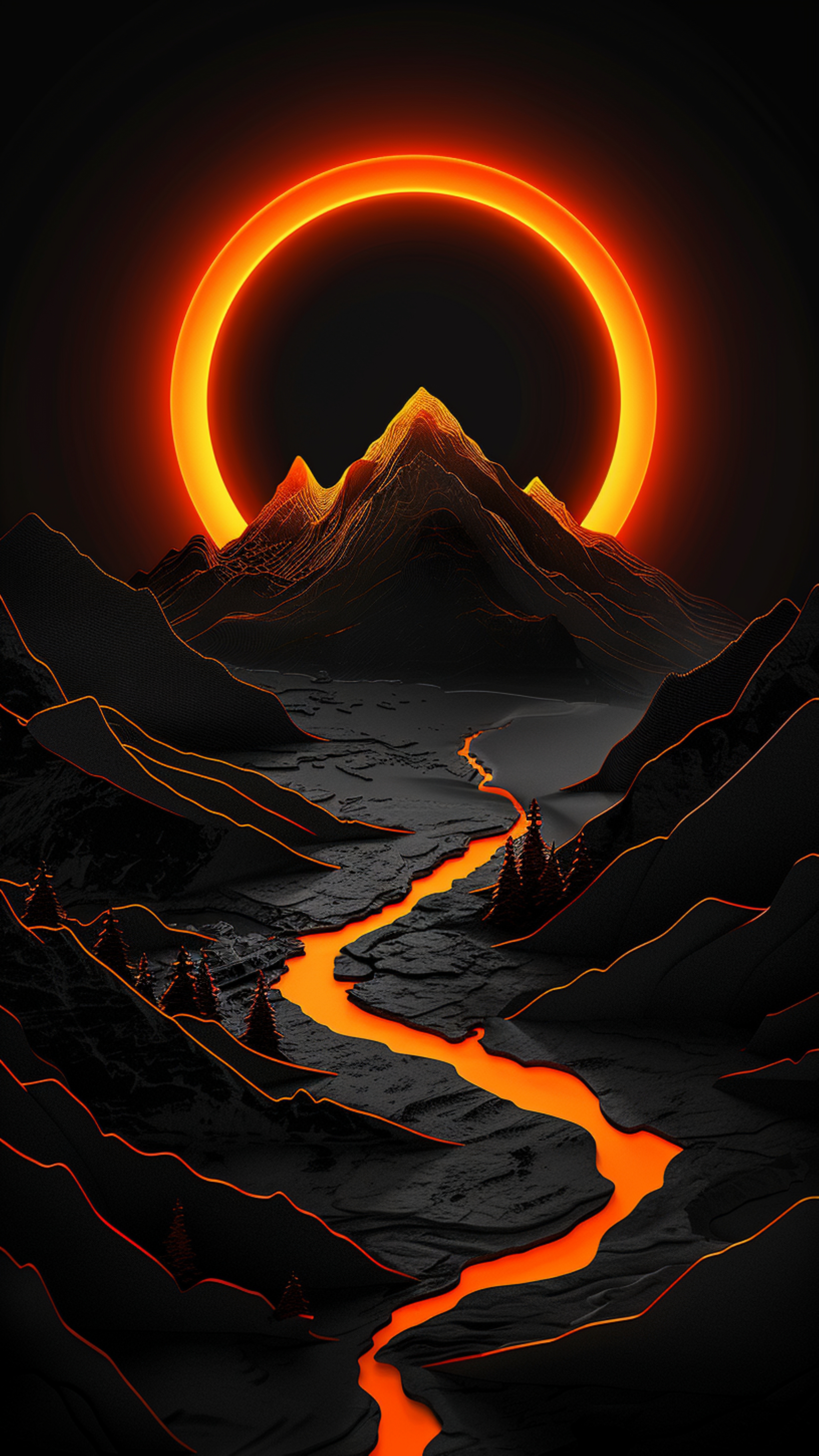 Glowing Neon Mountain Landscape - neon wallpaper for Darkify