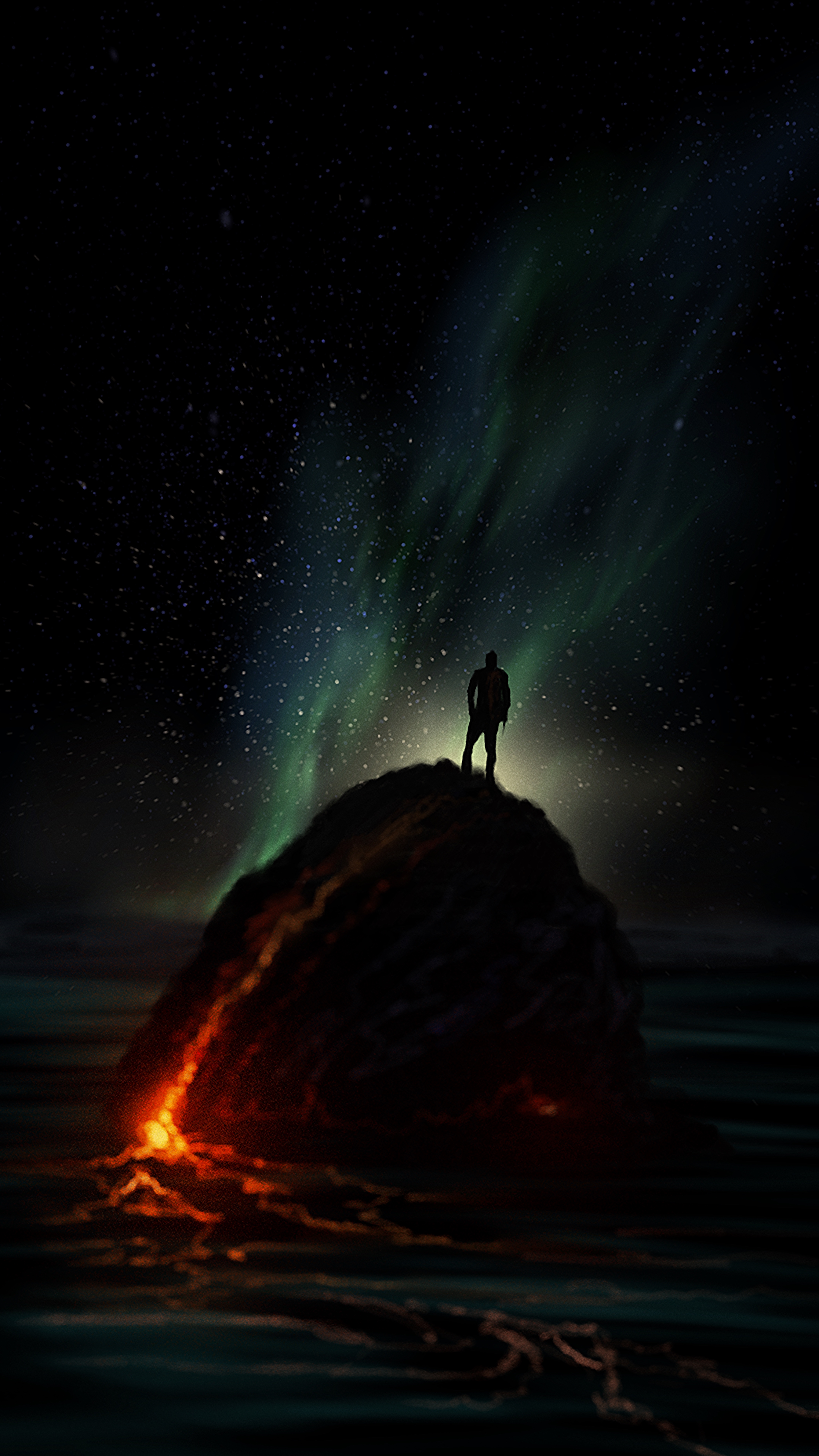 Lone Traveler Under Aurora - space wallpaper for Darkify