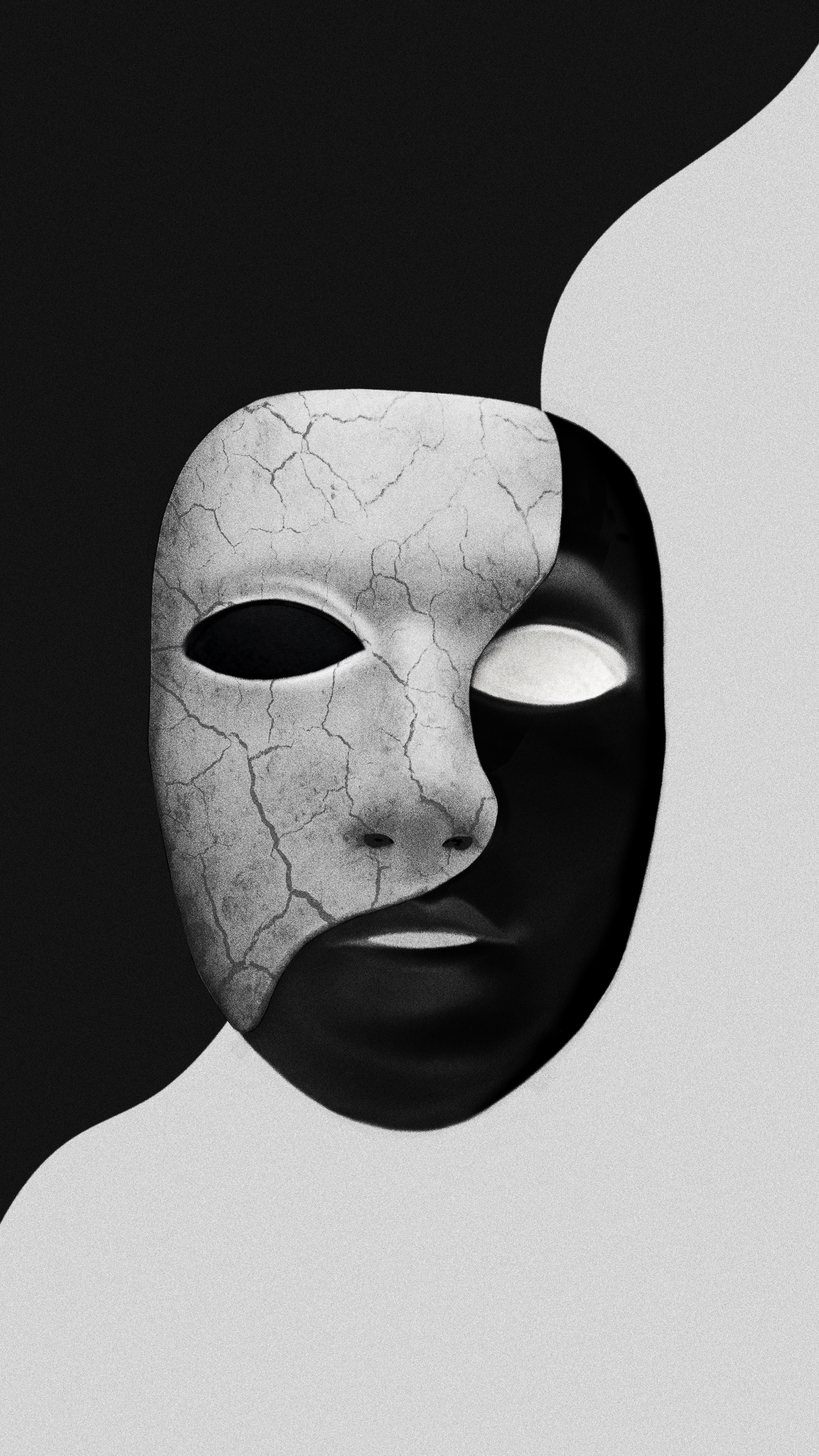 Cracked Monochrome Mask - mask wallpaper for Darkify
