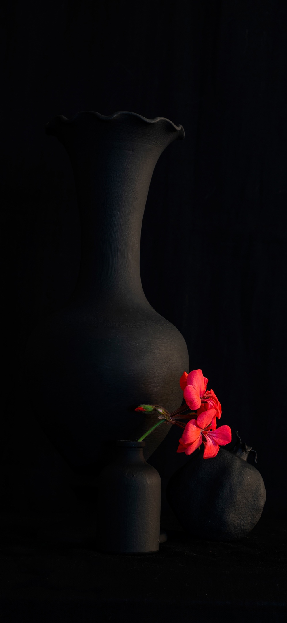 Black Vase Red Flowers - still life wallpaper for Darkify