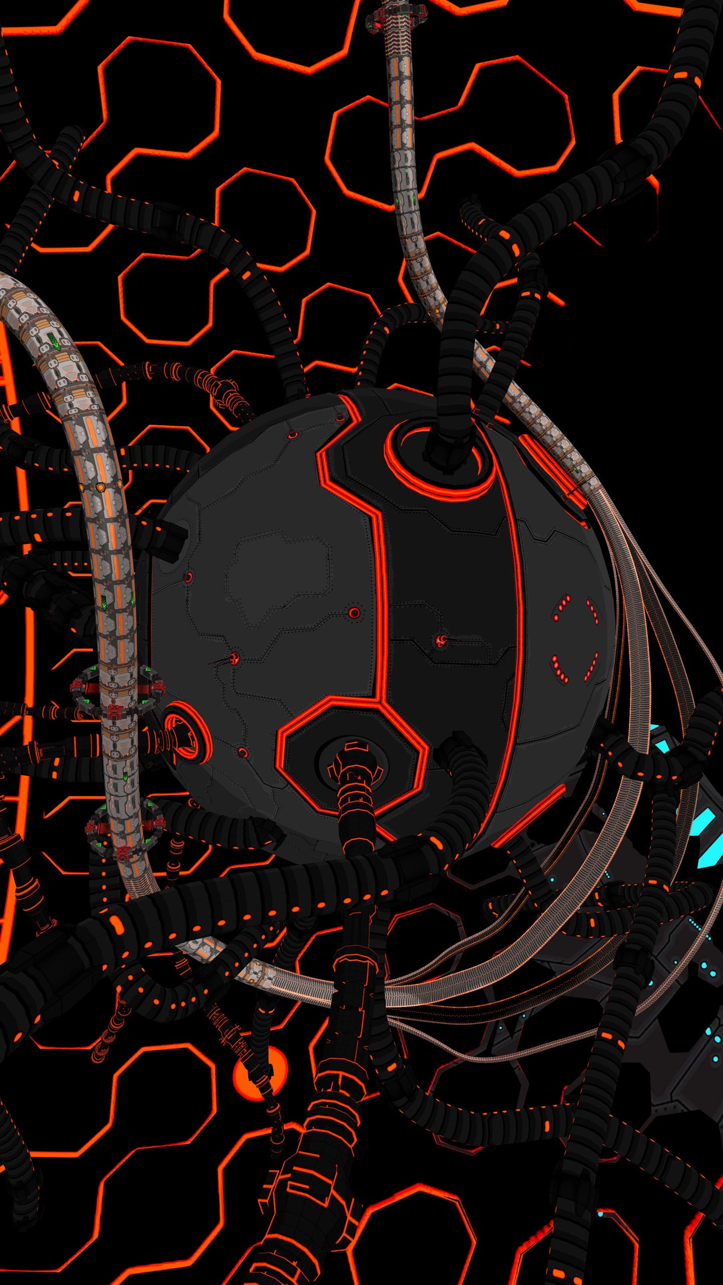 Neon Cybernetic Core Sphere - sci-fi wallpaper for Darkify