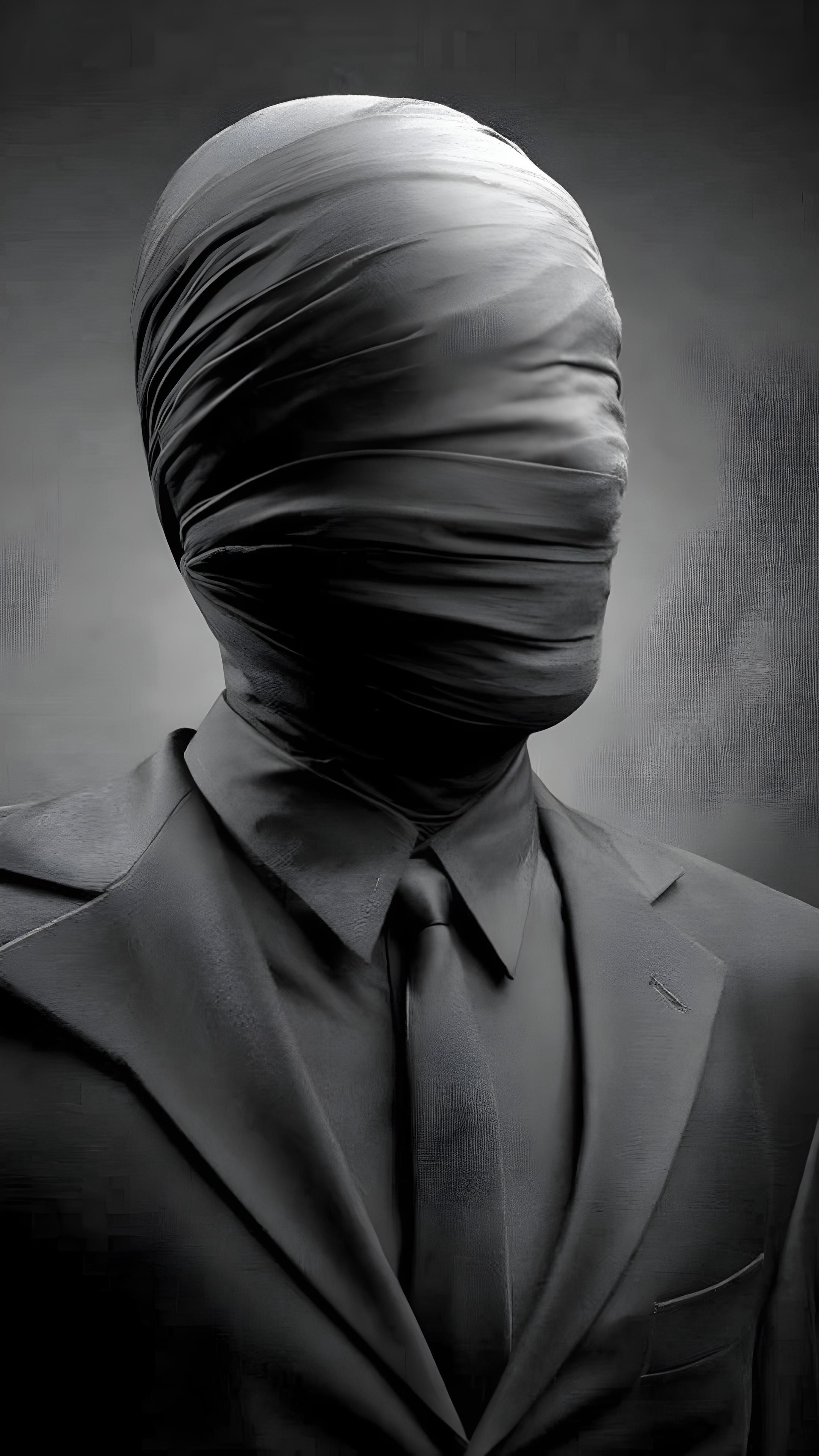 Mysterious Bandaged Man Portrait - monochrome wallpaper for Darkify