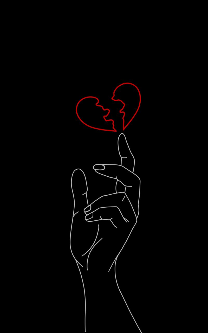 Minimalist Broken Heart Art - line art wallpaper for Darkify