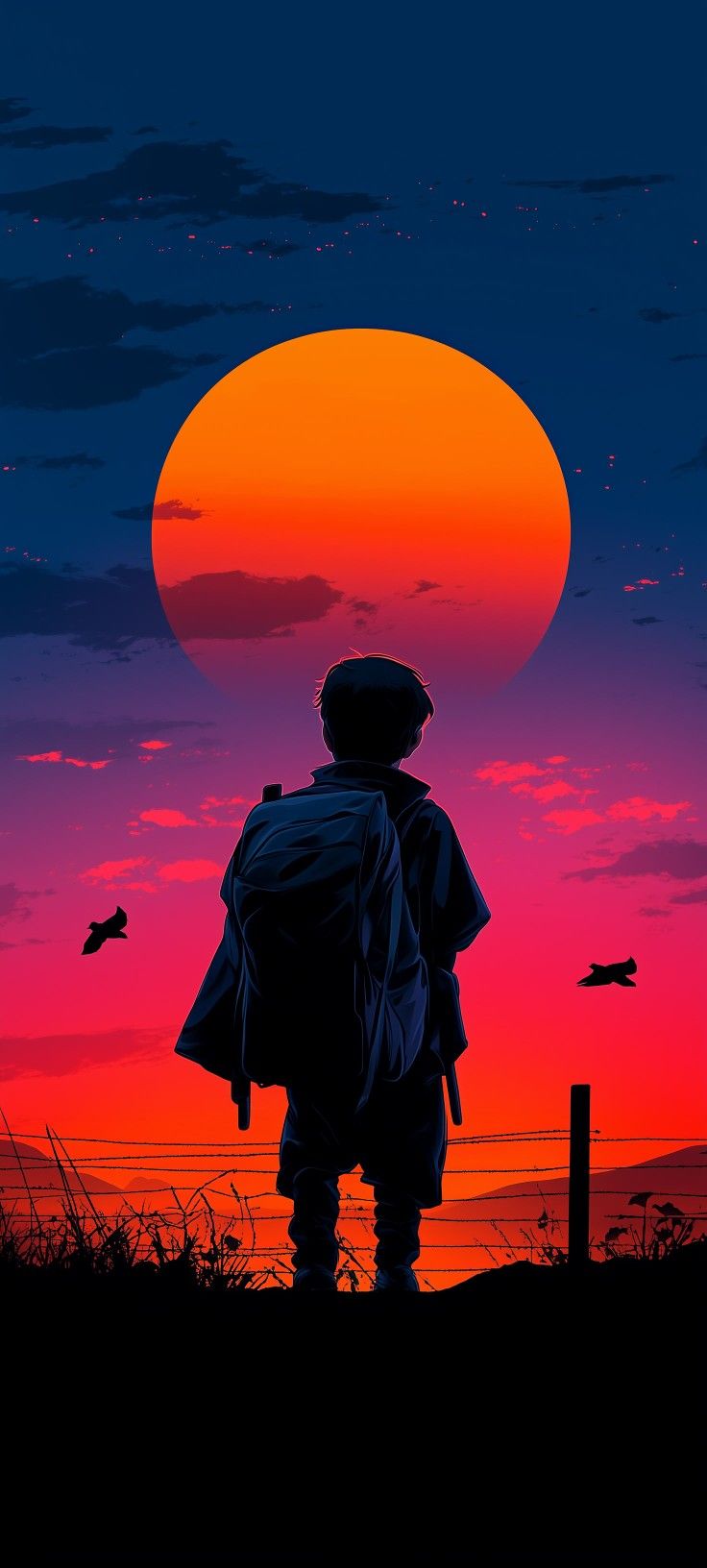 Boy Watching Sunset - silhouette wallpaper for Darkify