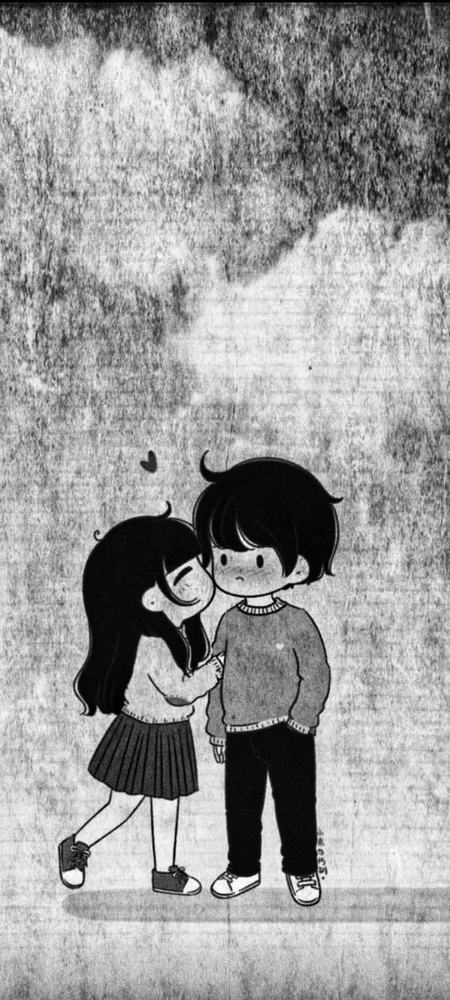 Cute Anime Couple Illustration - couple wallpaper for Darkify