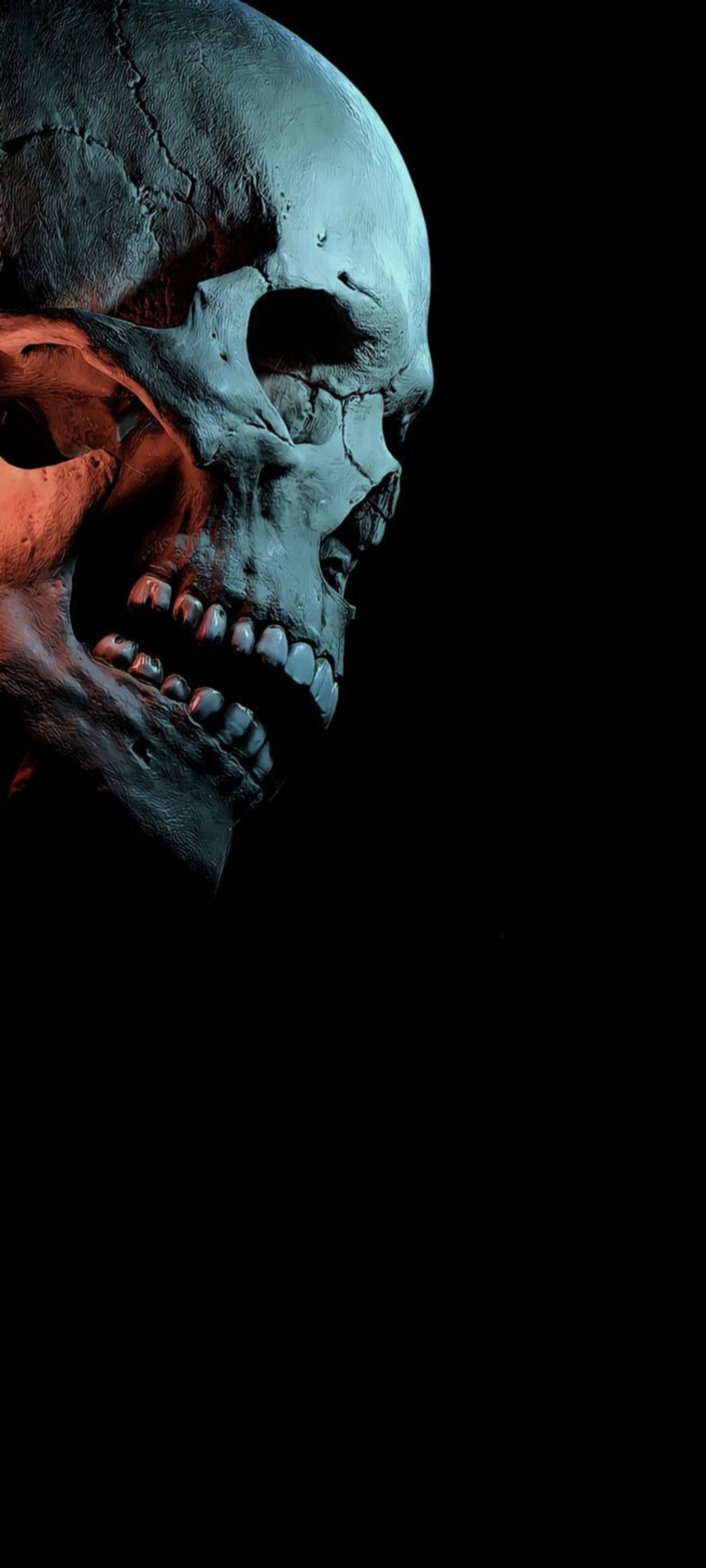 Glowing Neon Skull Portrait - skull wallpaper for Darkify
