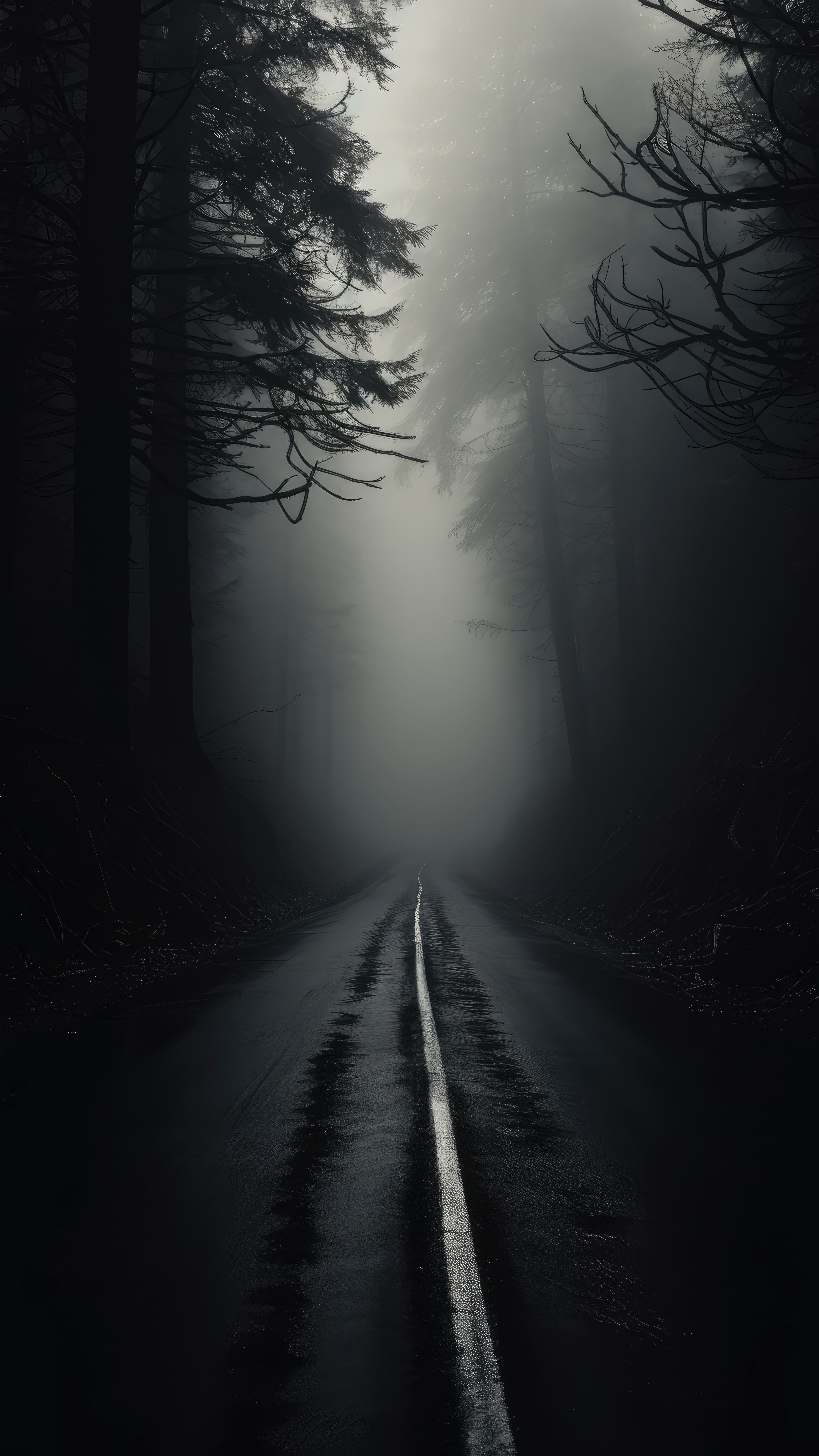 Misty Forest Road - landscape wallpaper for Darkify