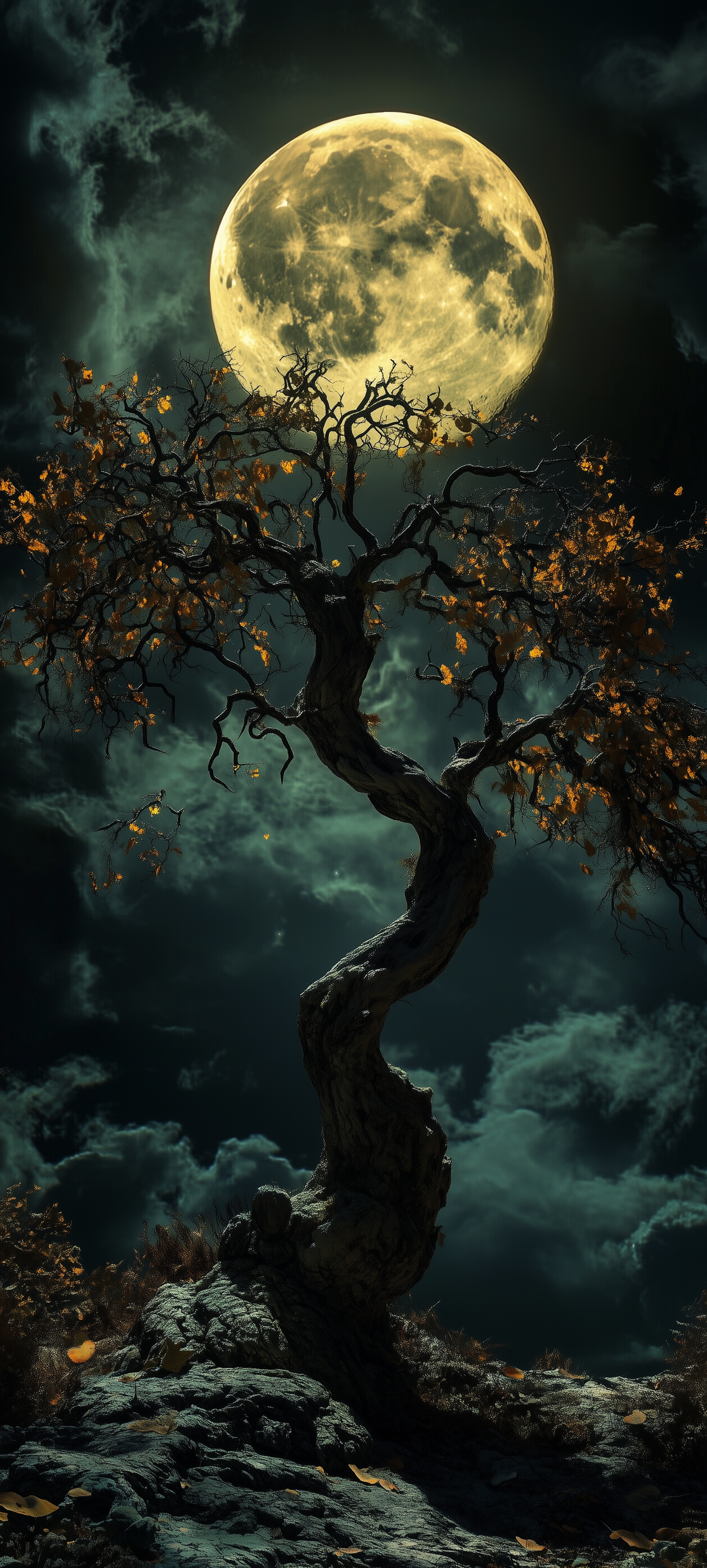 Moonlit Twisted Tree - moon wallpaper for Darkify