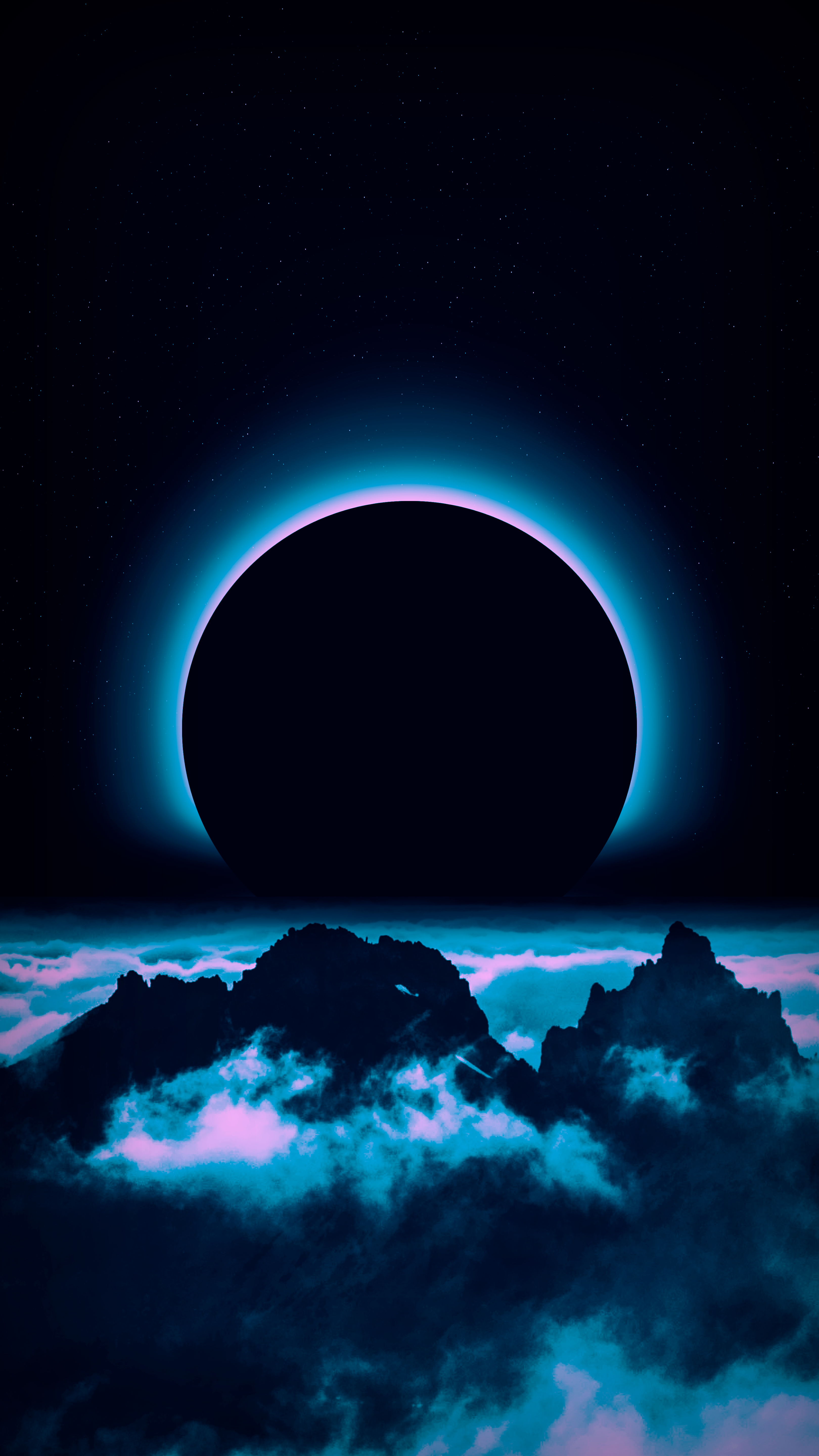 Neon Eclipse Landscape - amoled wallpaper for Darkify