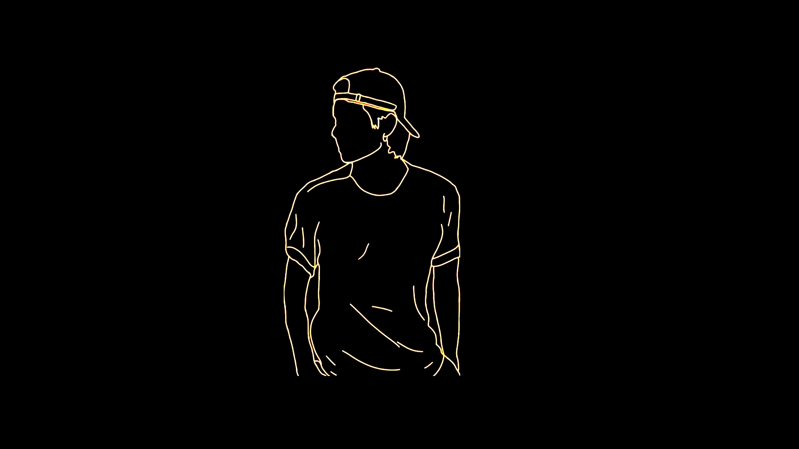 Neon Outline Portrait - minimal wallpaper for Tablet
