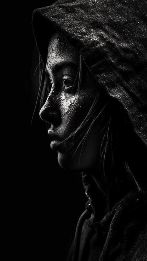 Hooded Girl Profile Portrait - girl Wallpaper