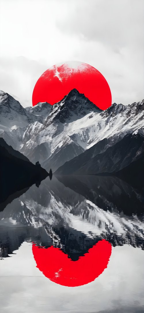 Red Sun Mountain Reflection - Related OpersCraft wallpaper