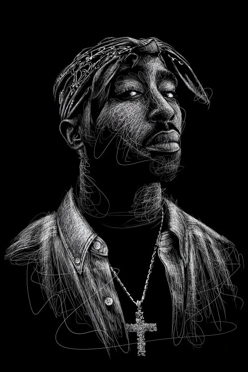 Tupac Scribble Art Portrait