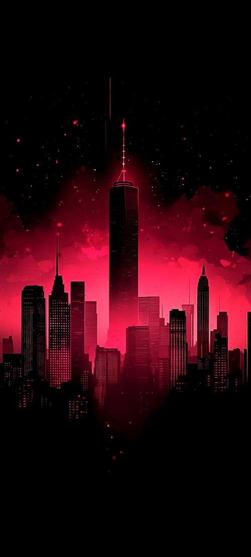 Glowing Red City Skyline - city Wallpaper