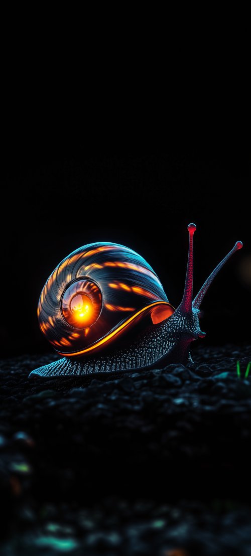 Glowing Neon Snail Art - digital art Wallpaper