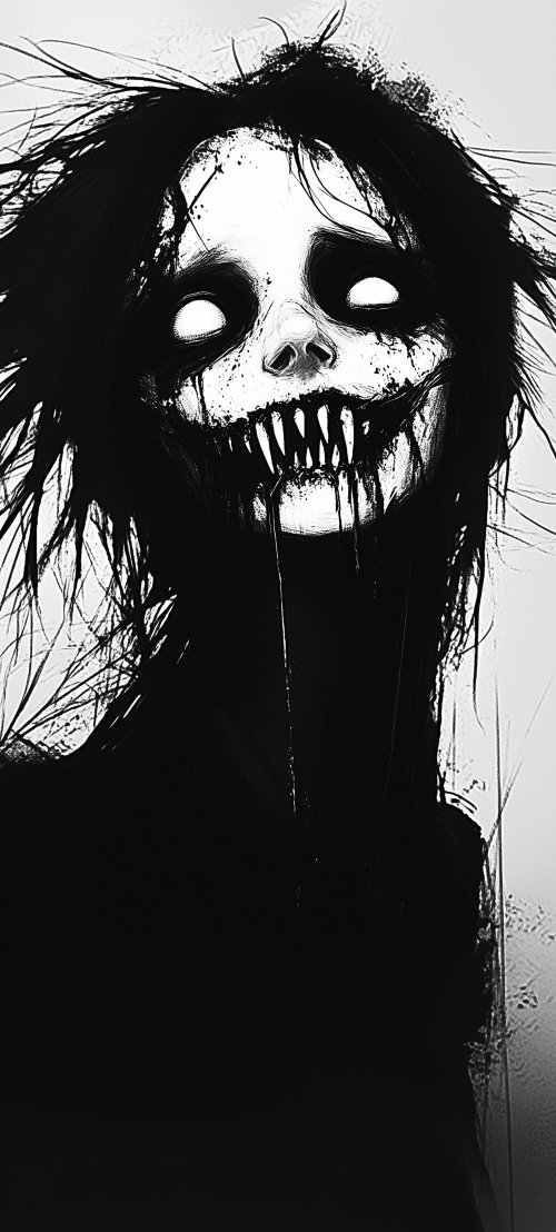 Creepy Monochrome Monster Portrait - horror Wallpaper