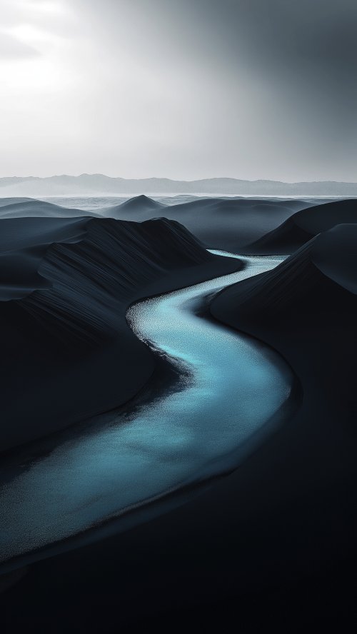 Glowing Blue River Landscape