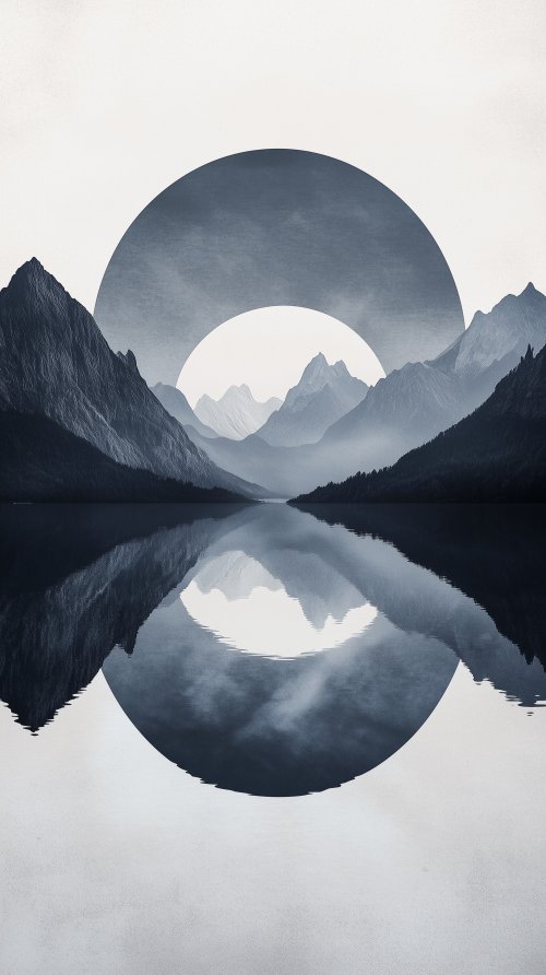 Minimalist Mountain Lake Reflection - Related StockWalls wallpaper