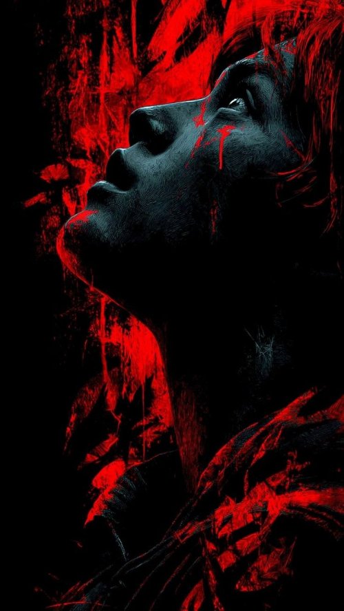 Dark Red Portrait Art