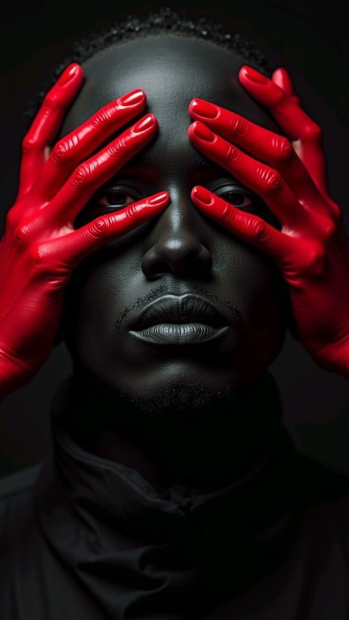 Striking Red Hands Portrait