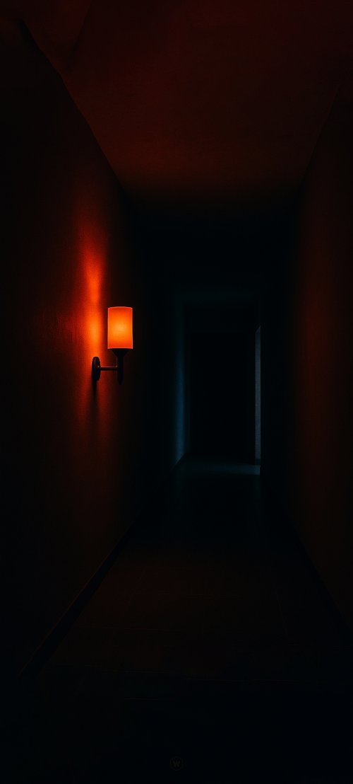 Glowing Red Hallway Light - minimal Wallpaper