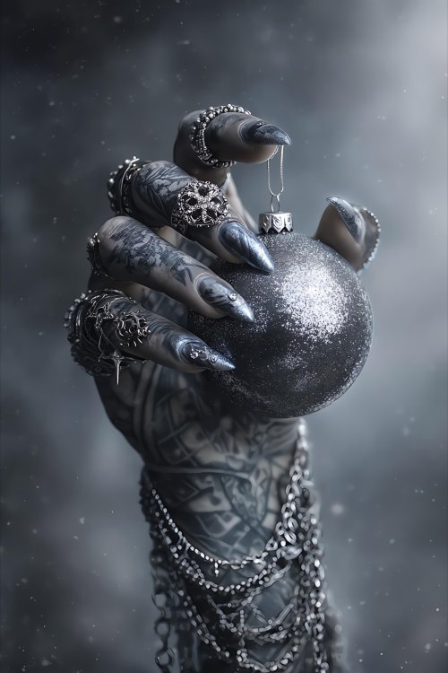 Gothic Silver Christmas Ornament