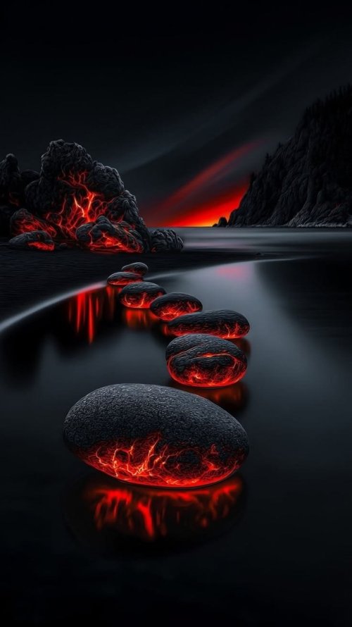 Glowing Lava Stone Path - Related StockWalls wallpaper